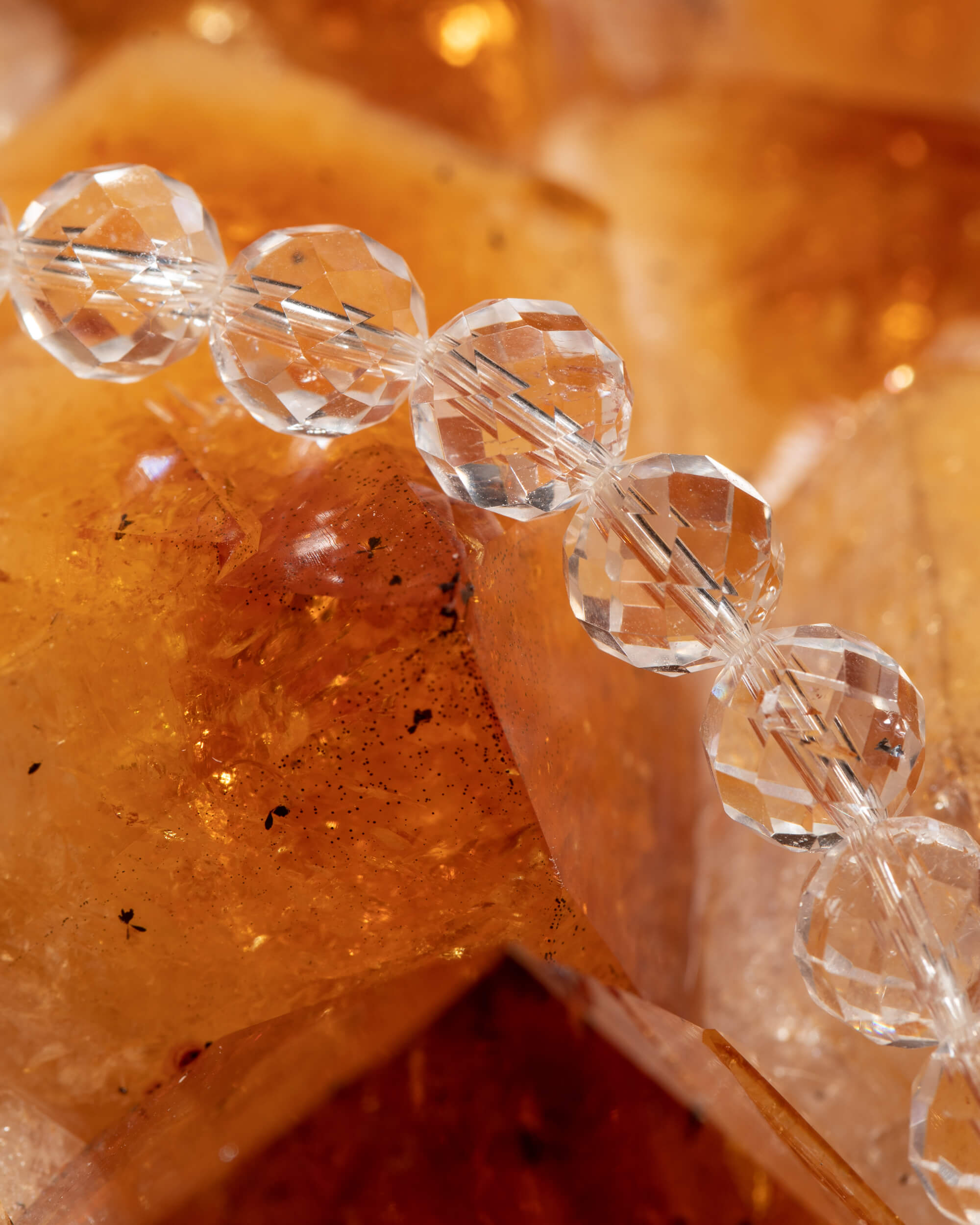 Codificador Collar Cuarzo Transparente y Turmalina Negra 34 cm - Claridad y Protección (Agesta)