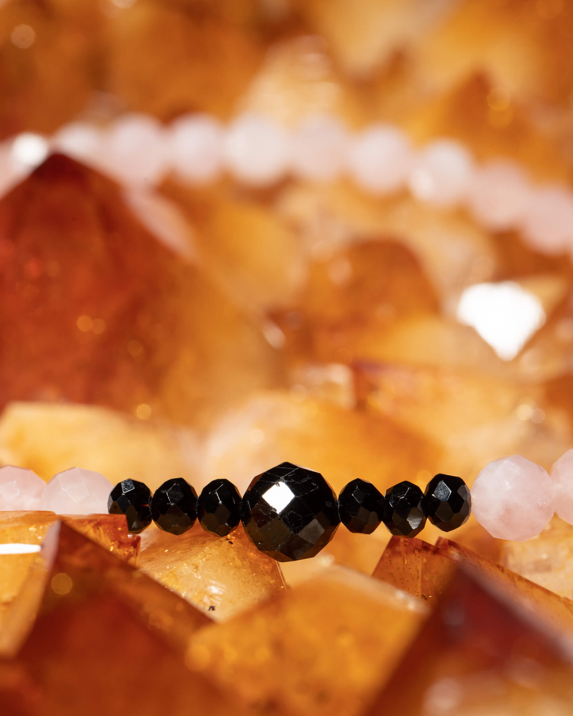 Codificador de Cuarzo Rosa y Turmalina Negra (35 cm)