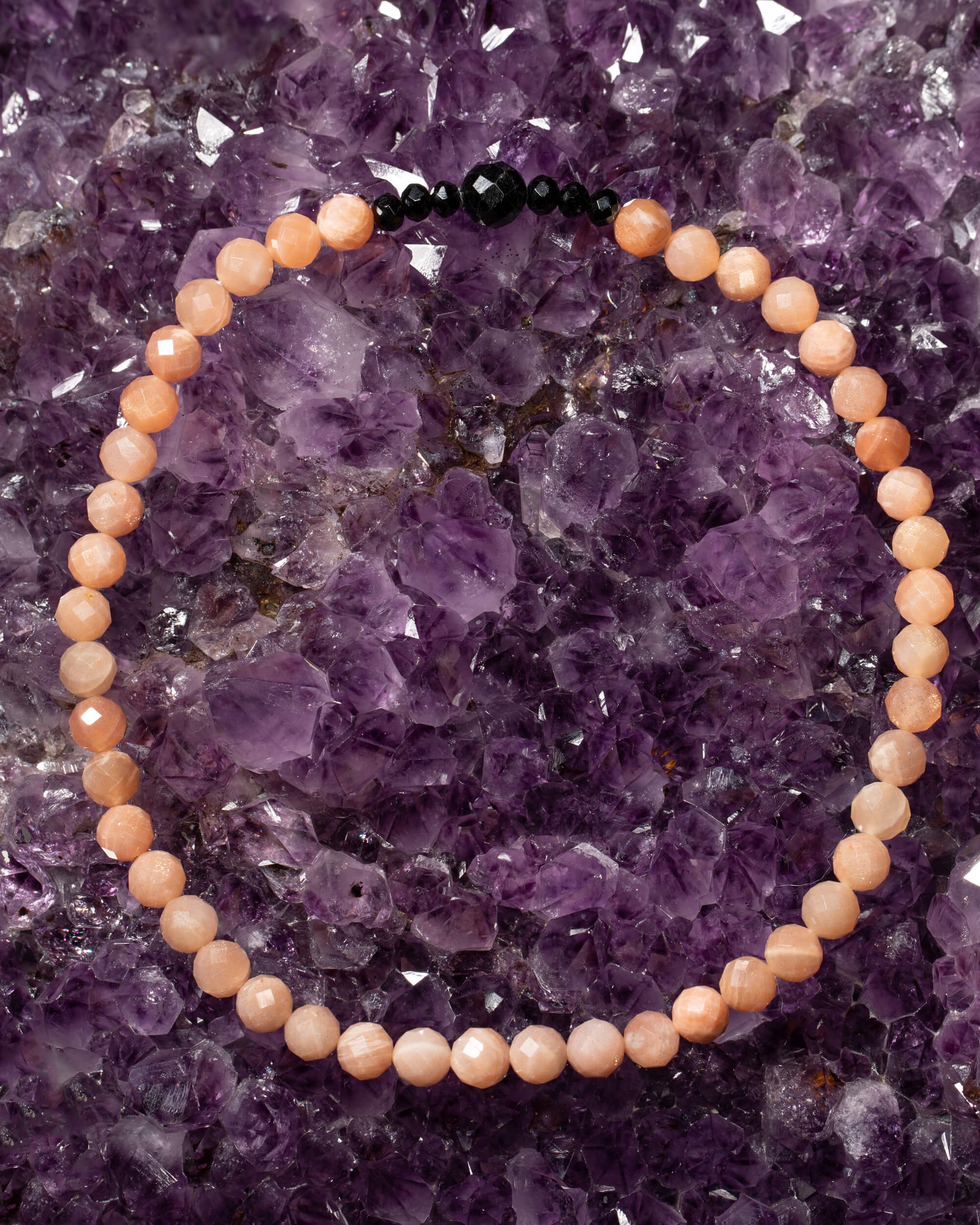 Codificador Collar Piedra Sol y Turmalina Negra 35 cm - Alegría Enraizada (Agesta)