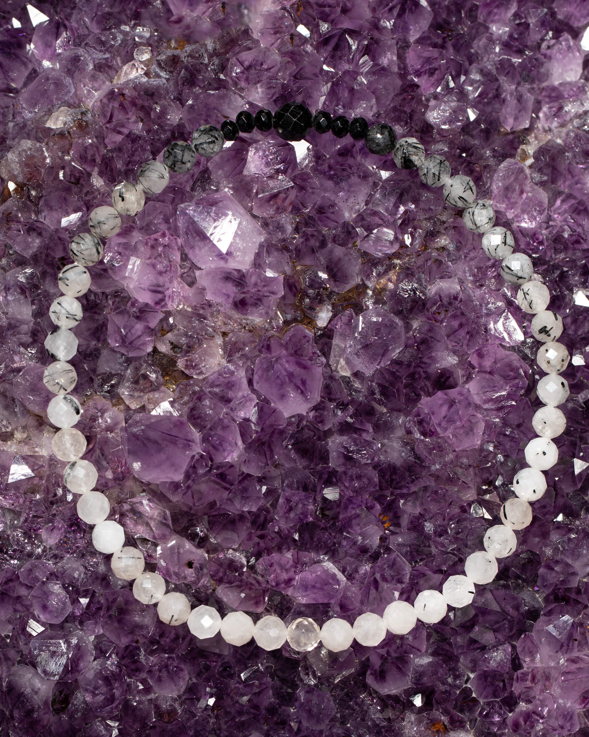 Codificador Collar Cuarzo Turmalinado y Turmalina Negra 35 cm - Centro Protegido (Agesta)