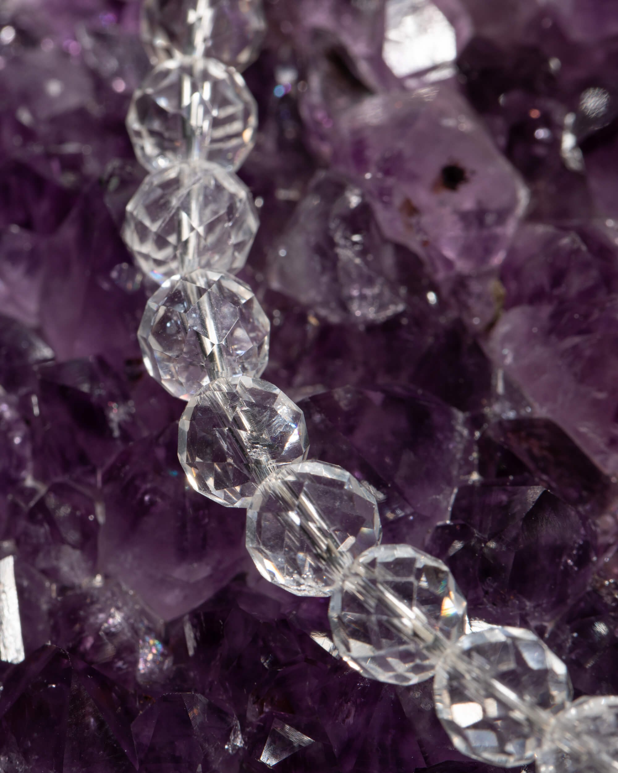 Codificador Collar Cuarzo Transparente y Turmalina Negra 34 cm - Claridad y Protección (Agesta)