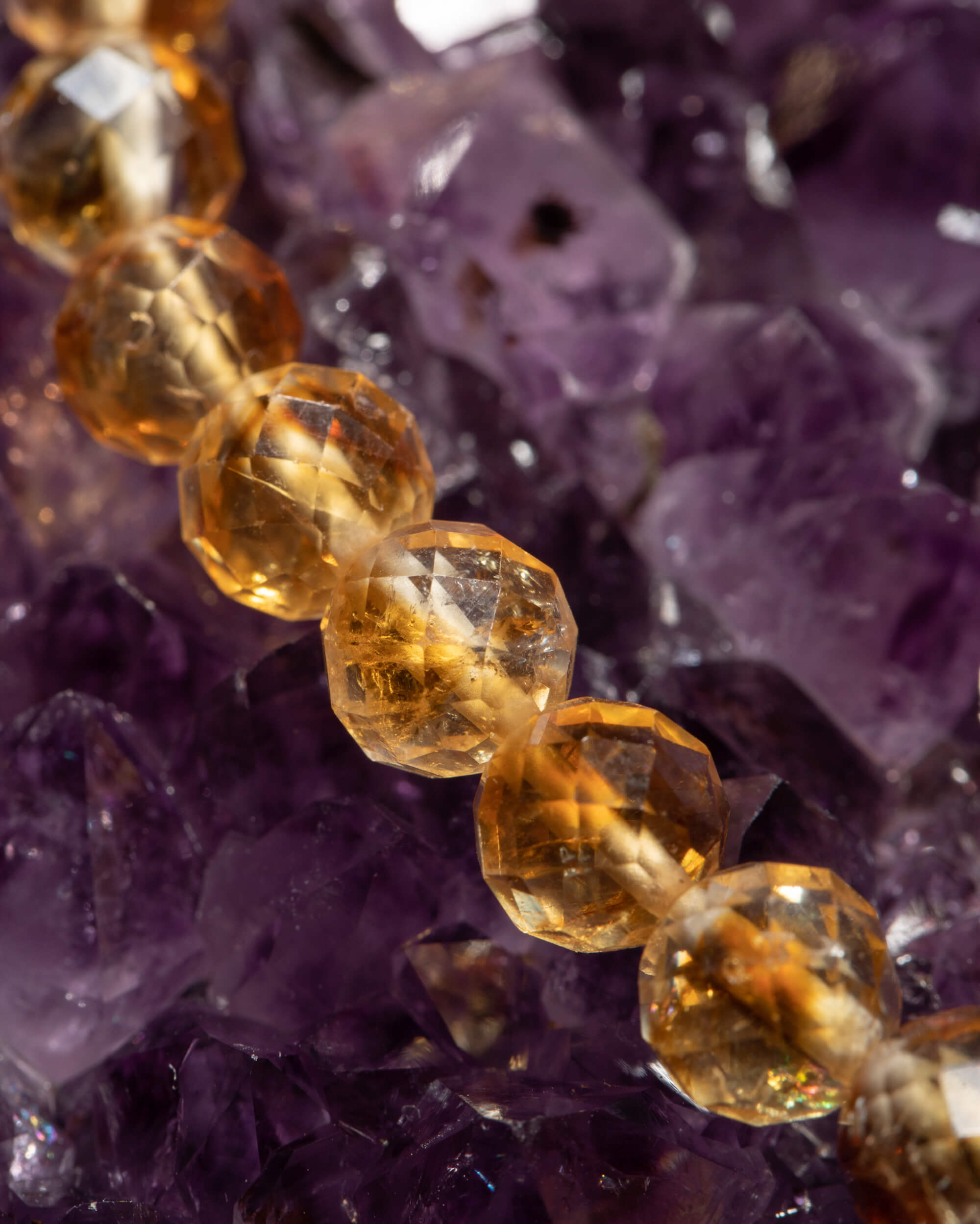 Codificador Collar Citrino y Turmalina Negra 35 cm - Poder Enraizado (Agesta)