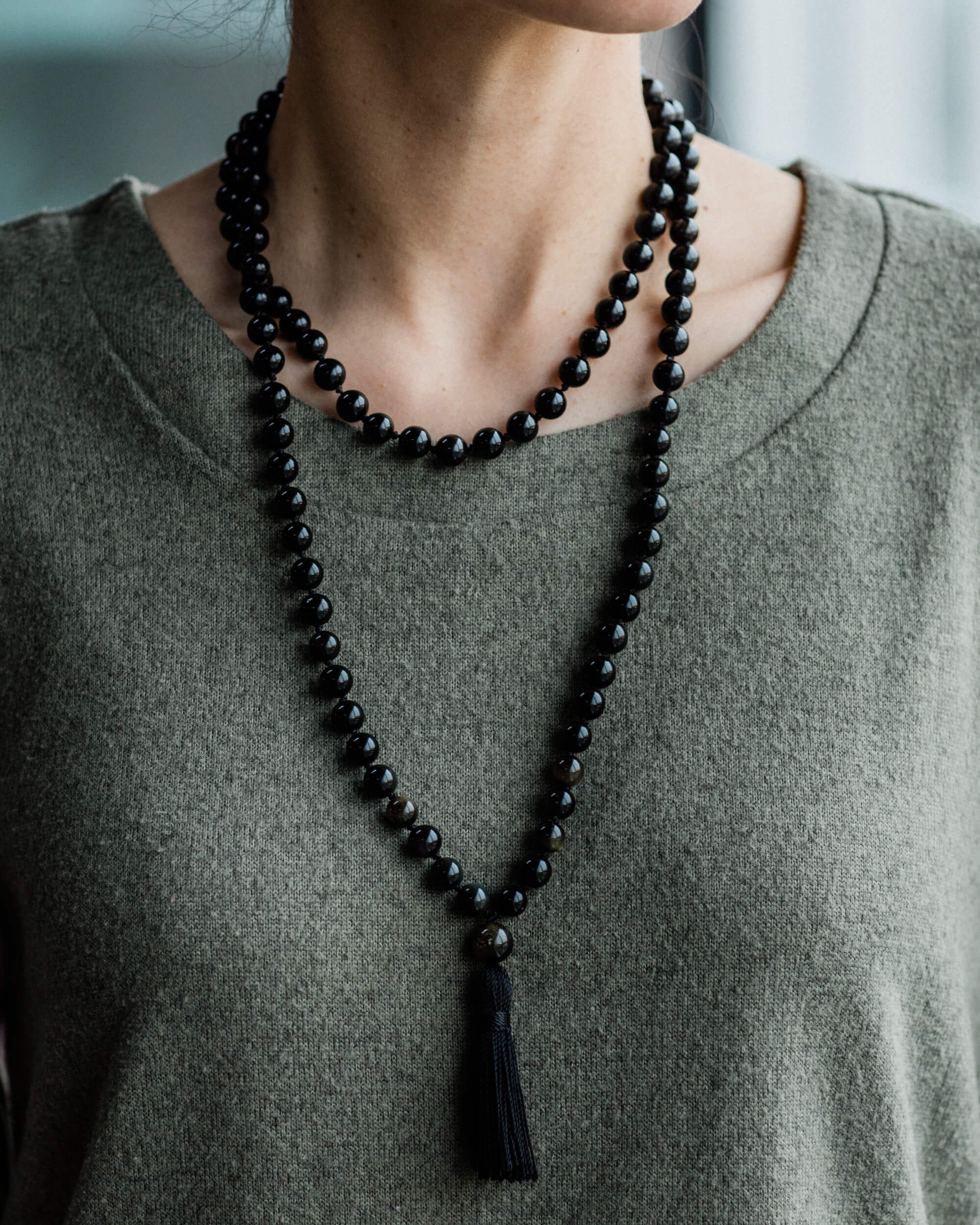 Japa Mala de Obsidiana Dorada (8 mm)