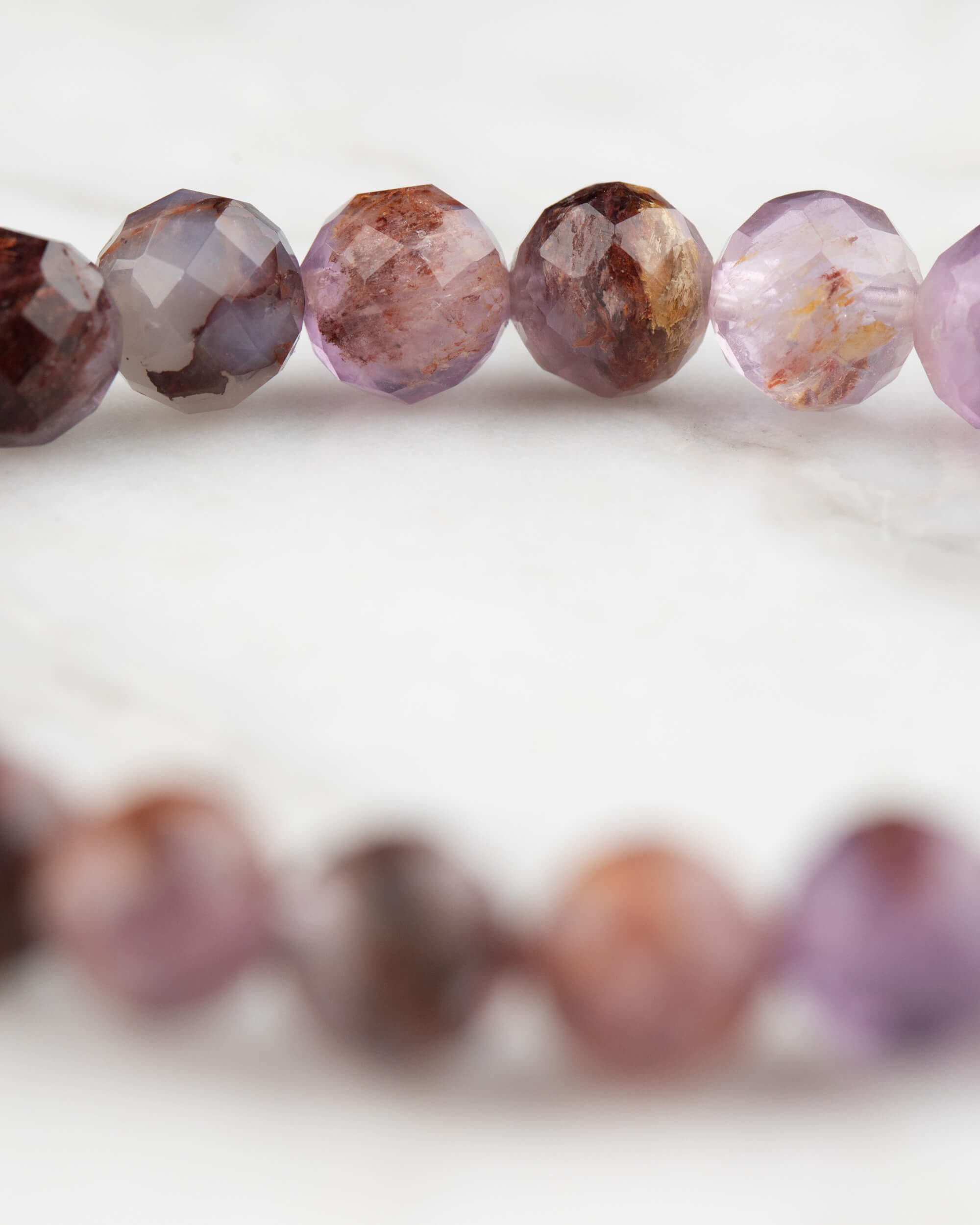 Pulsera de Amatista Fantasma Facetada 7 mm - Visión Clara