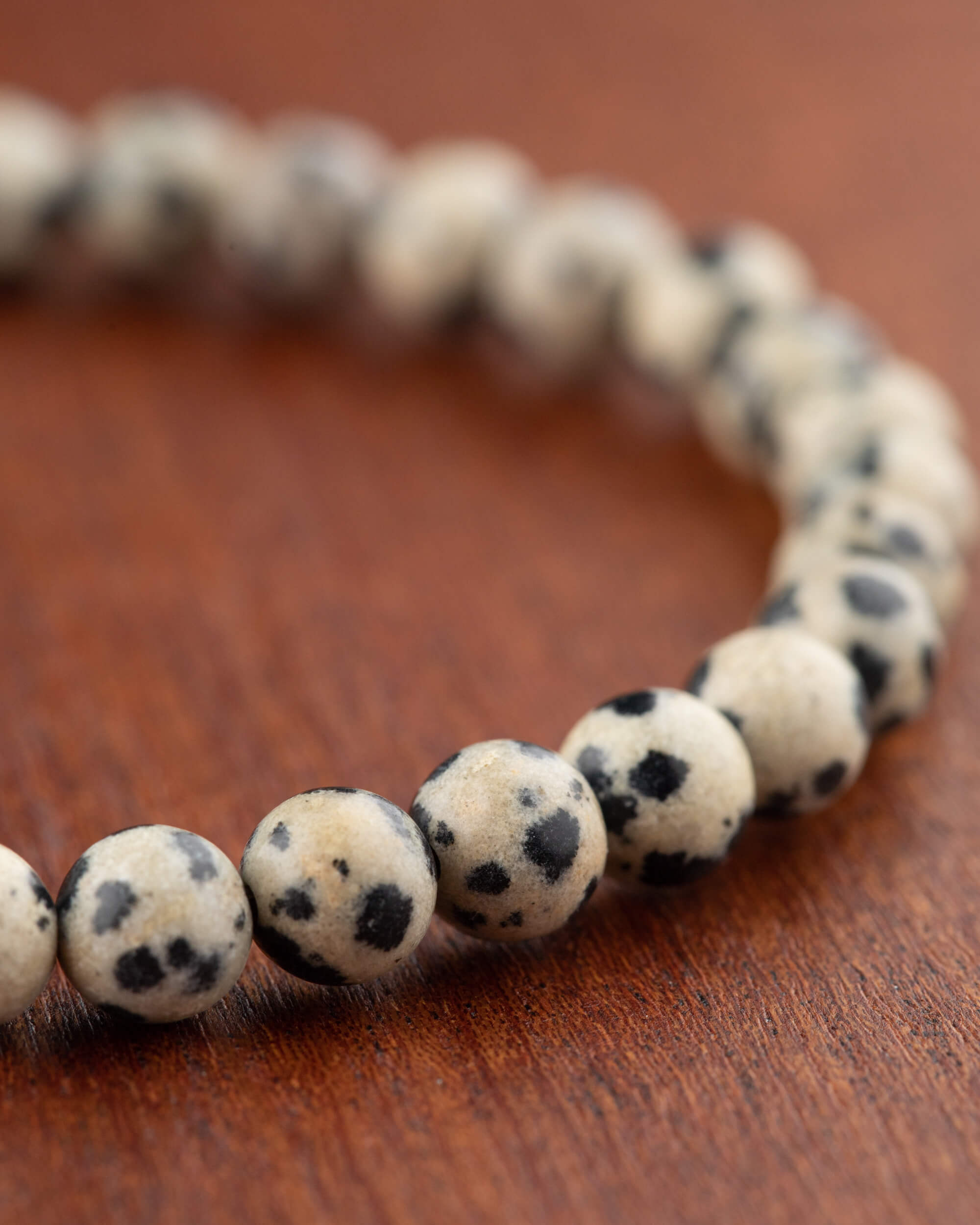 Pulsera de Jaspe Dálmata 6 mm - Estabilidad y Alegría