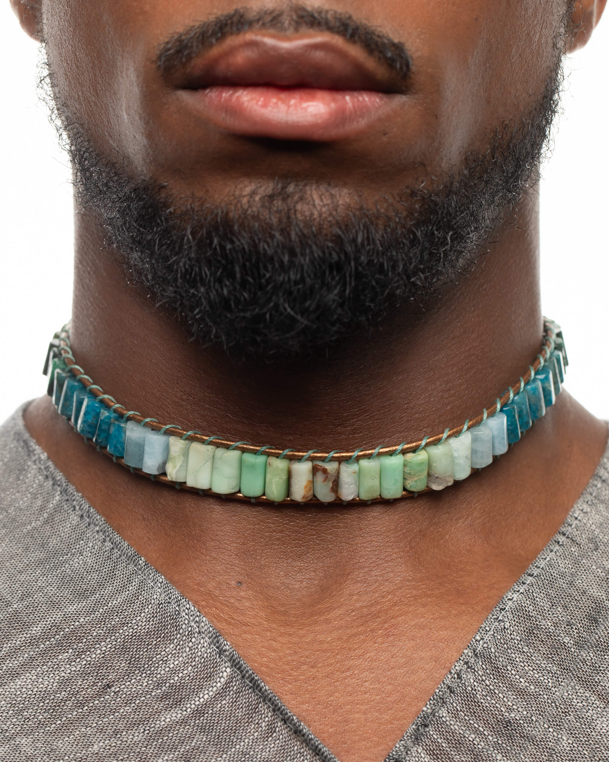 Collar Pleiades Ajustable - Voz Sanadora y Verdad (Crisoprasa y Turquesa)