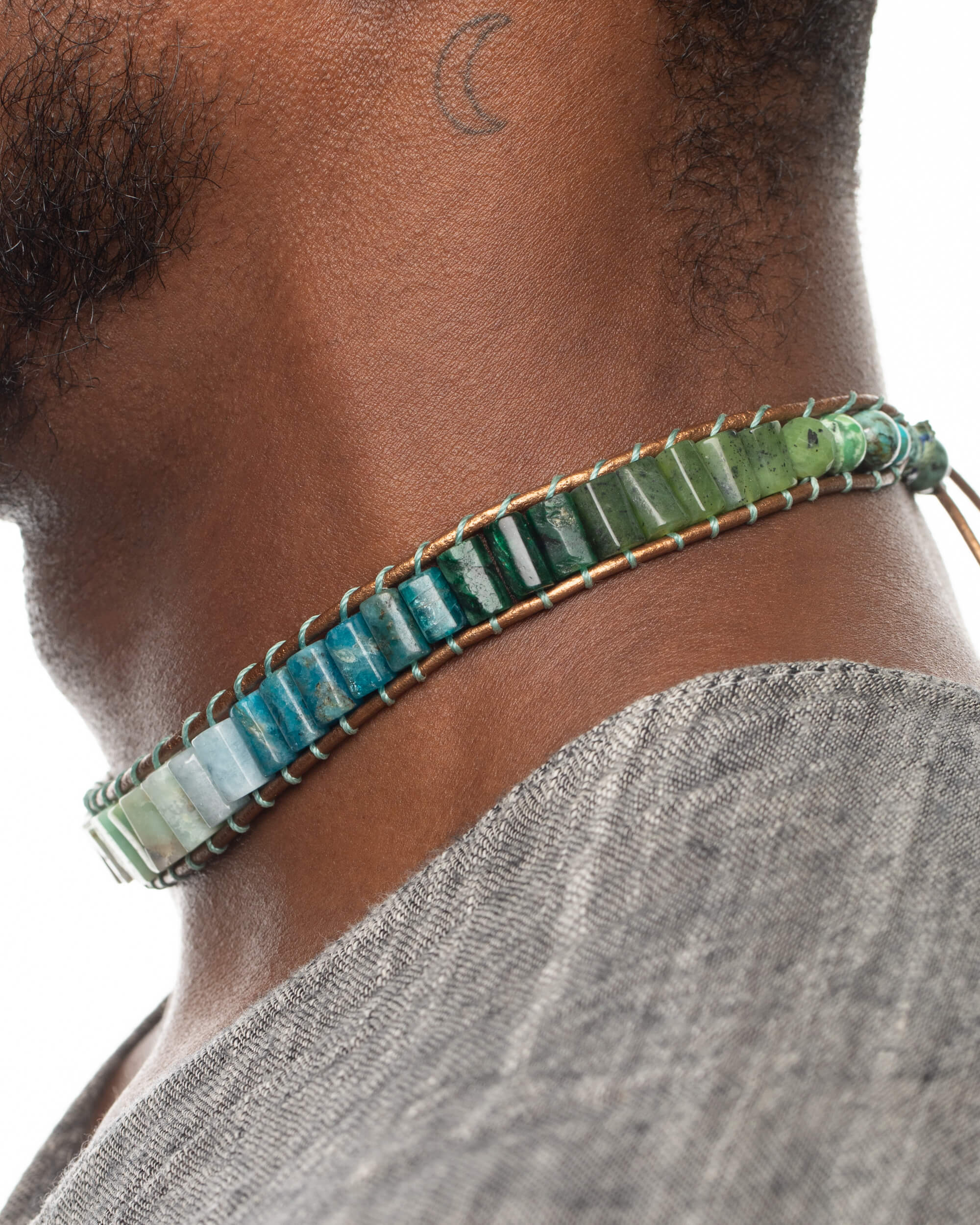 Collar Pleiades Ajustable - Voz Sanadora y Verdad (Crisoprasa y Turquesa)