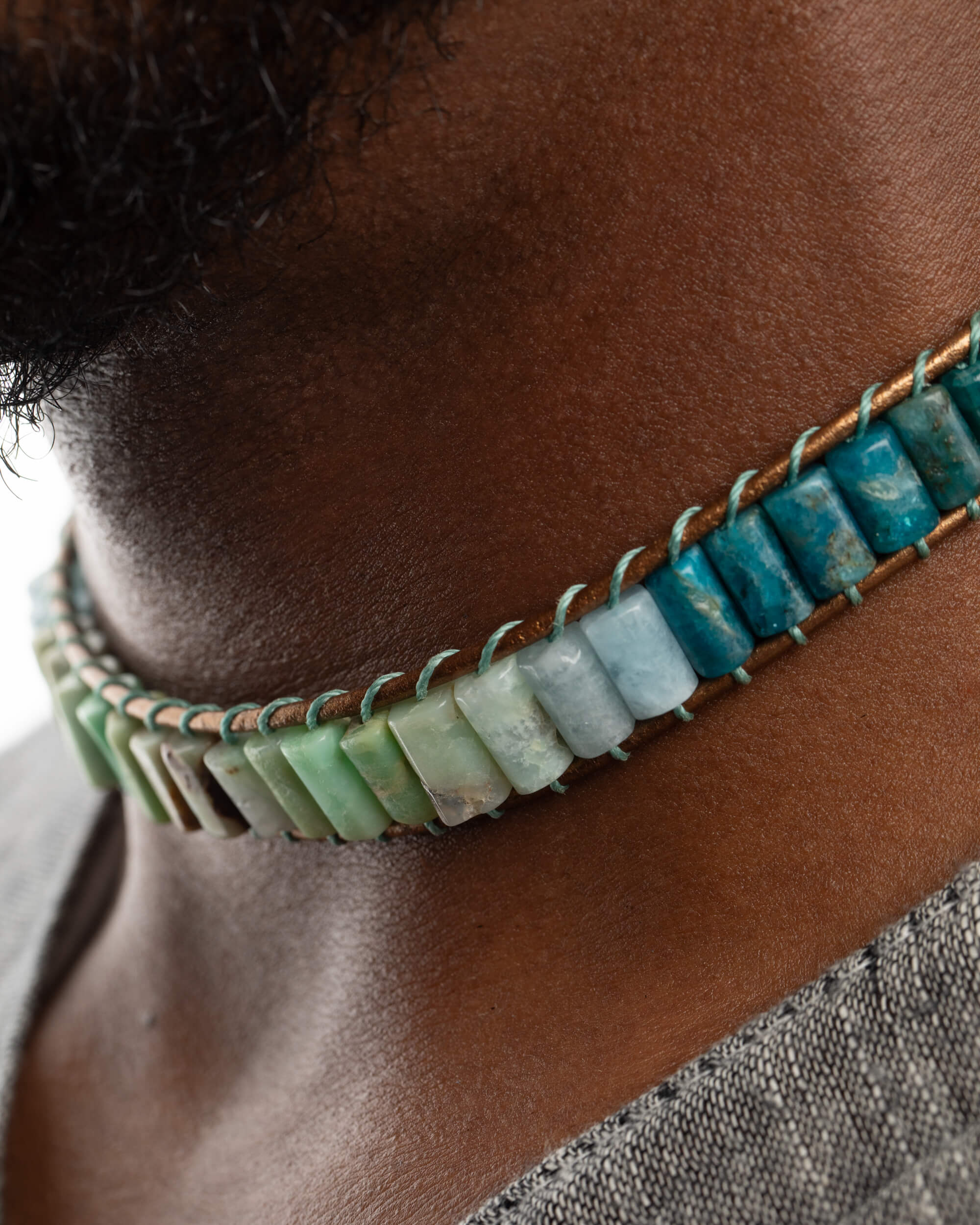 Collar Pleiades Ajustable - Voz Sanadora y Verdad (Crisoprasa y Turquesa)