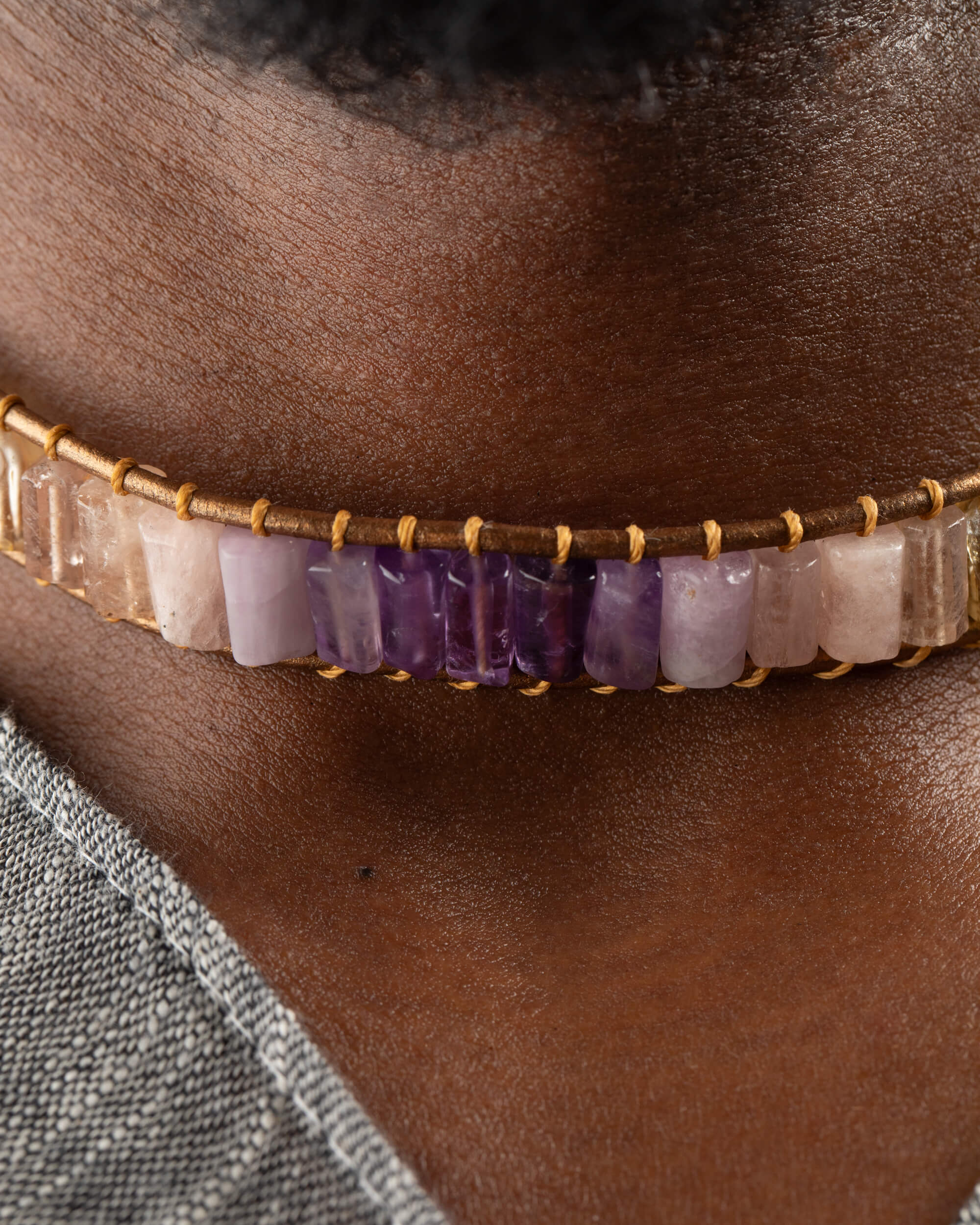 Collar Supernova Ajustable - Expansión Amorosa y Luz (Amatista y Morganita)