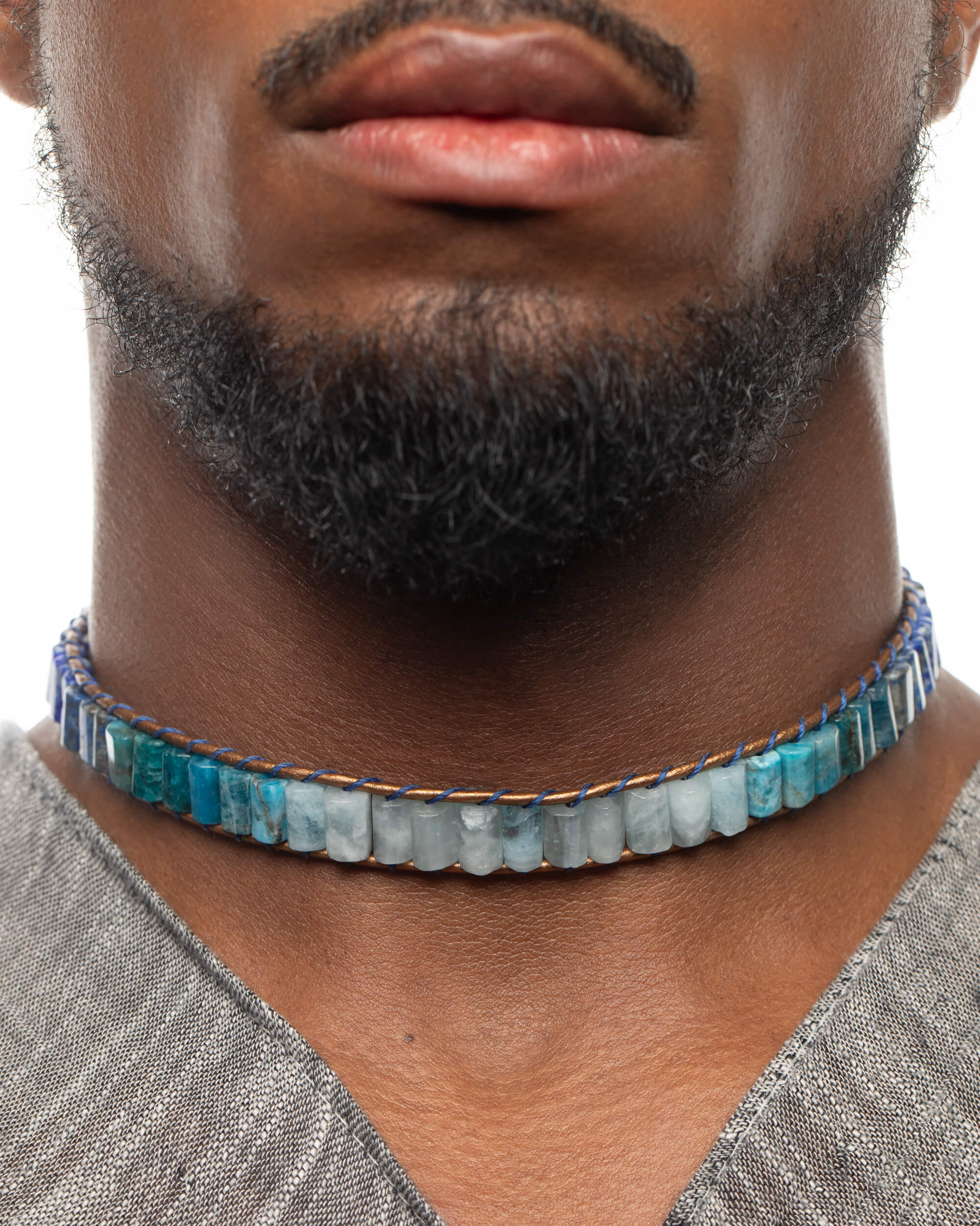 Collar Polaris Ajustable - Norte Interno y Dirección (Aguamarina y Lapislázuli)