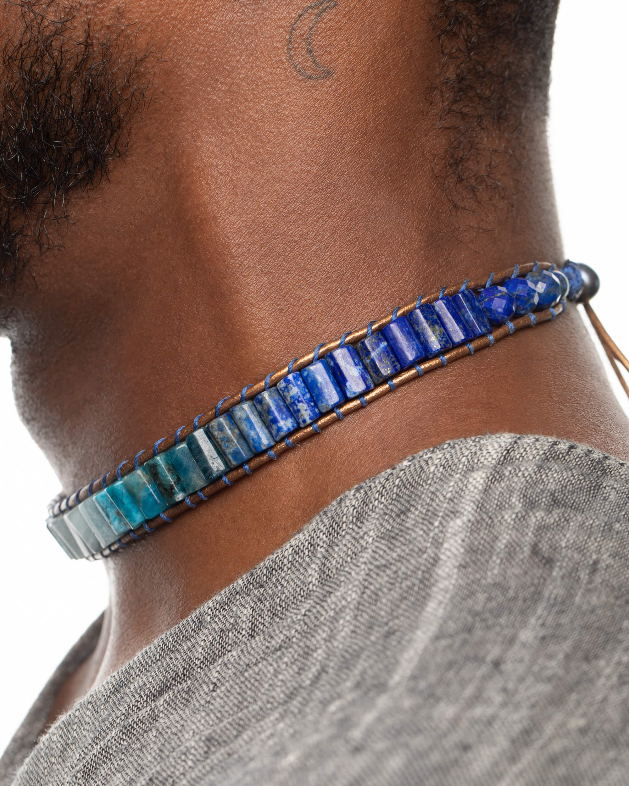 Collar Polaris Ajustable - Norte Interno y Dirección (Aguamarina y Lapislázuli)