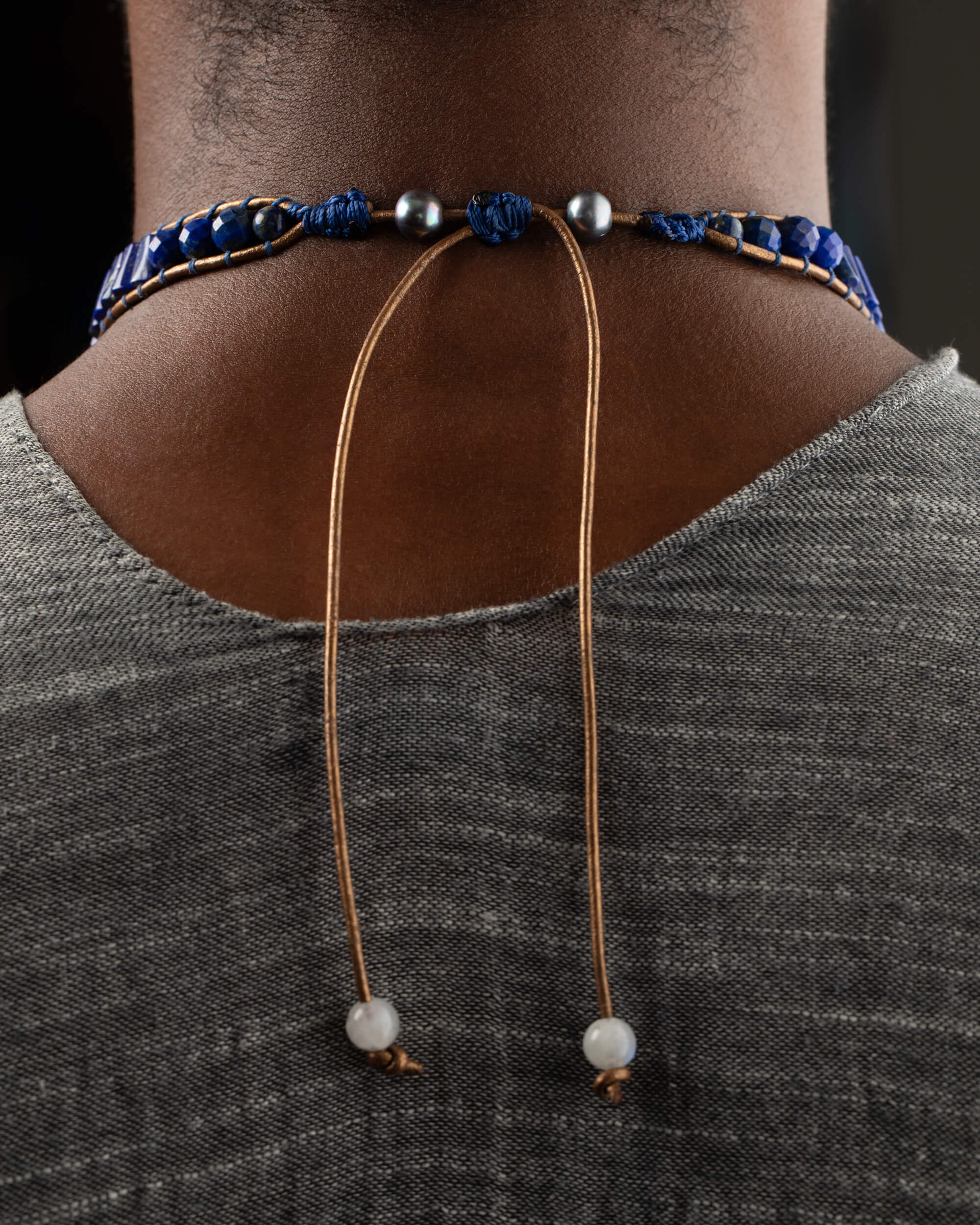 Collar Polaris Ajustable - Norte Interno y Dirección (Aguamarina y Lapislázuli)