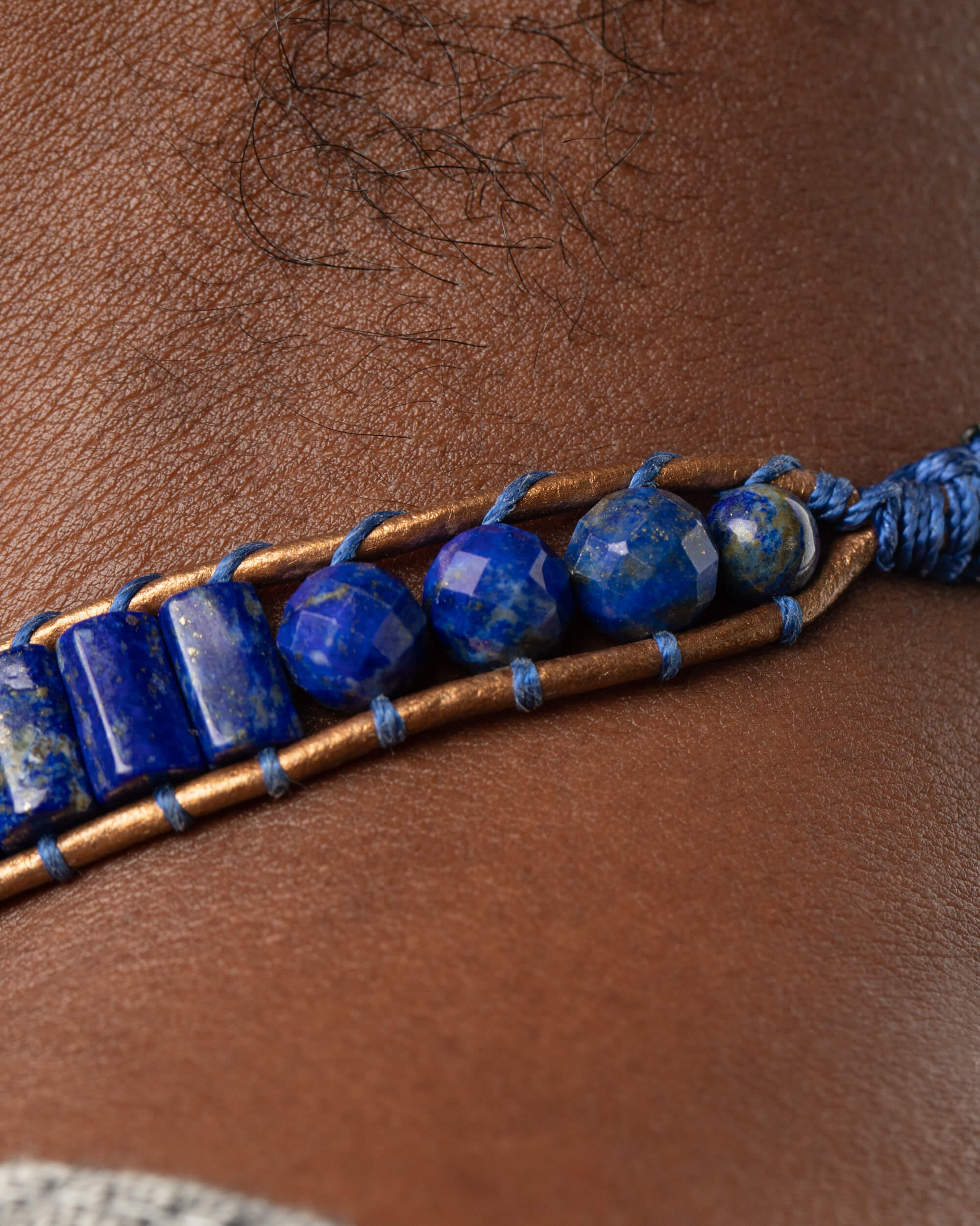 Collar Polaris Ajustable - Norte Interno y Dirección (Aguamarina y Lapislázuli)