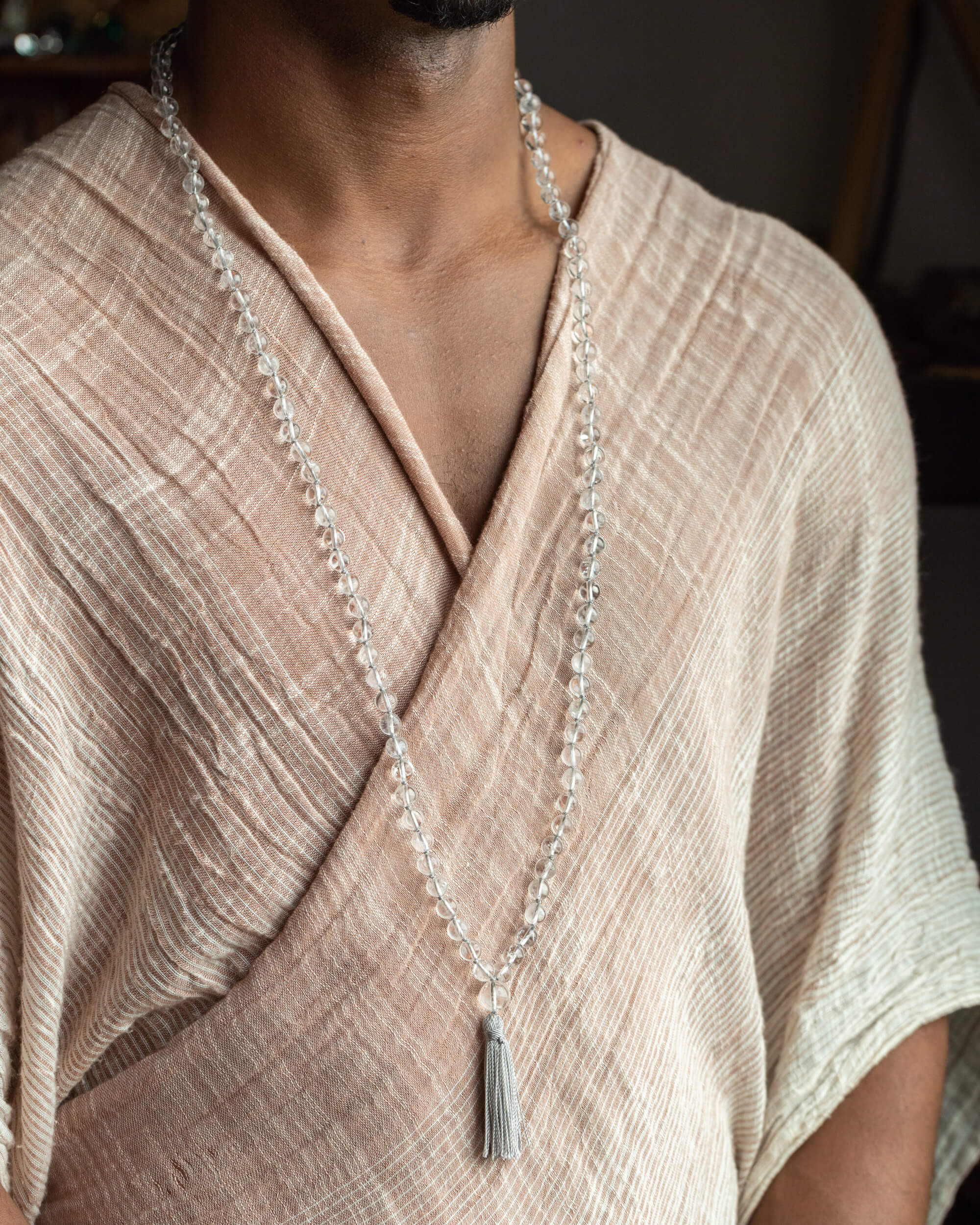 Japa Mala de Cuarzo Transparente (8 mm)