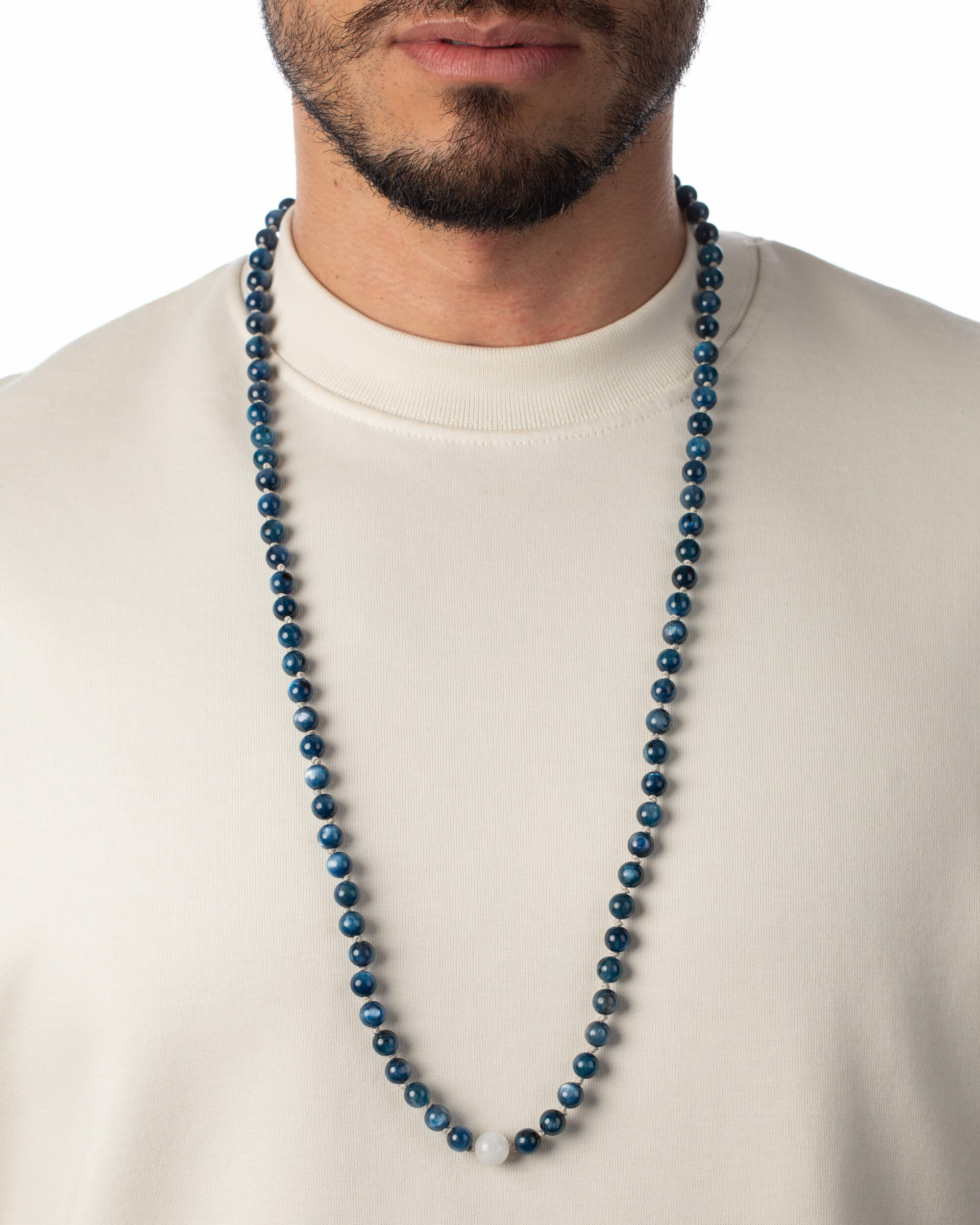 Codificador Doble Cianita y Piedra Luna 90 Cuentas - Comunicación Intuitiva (Agesta)