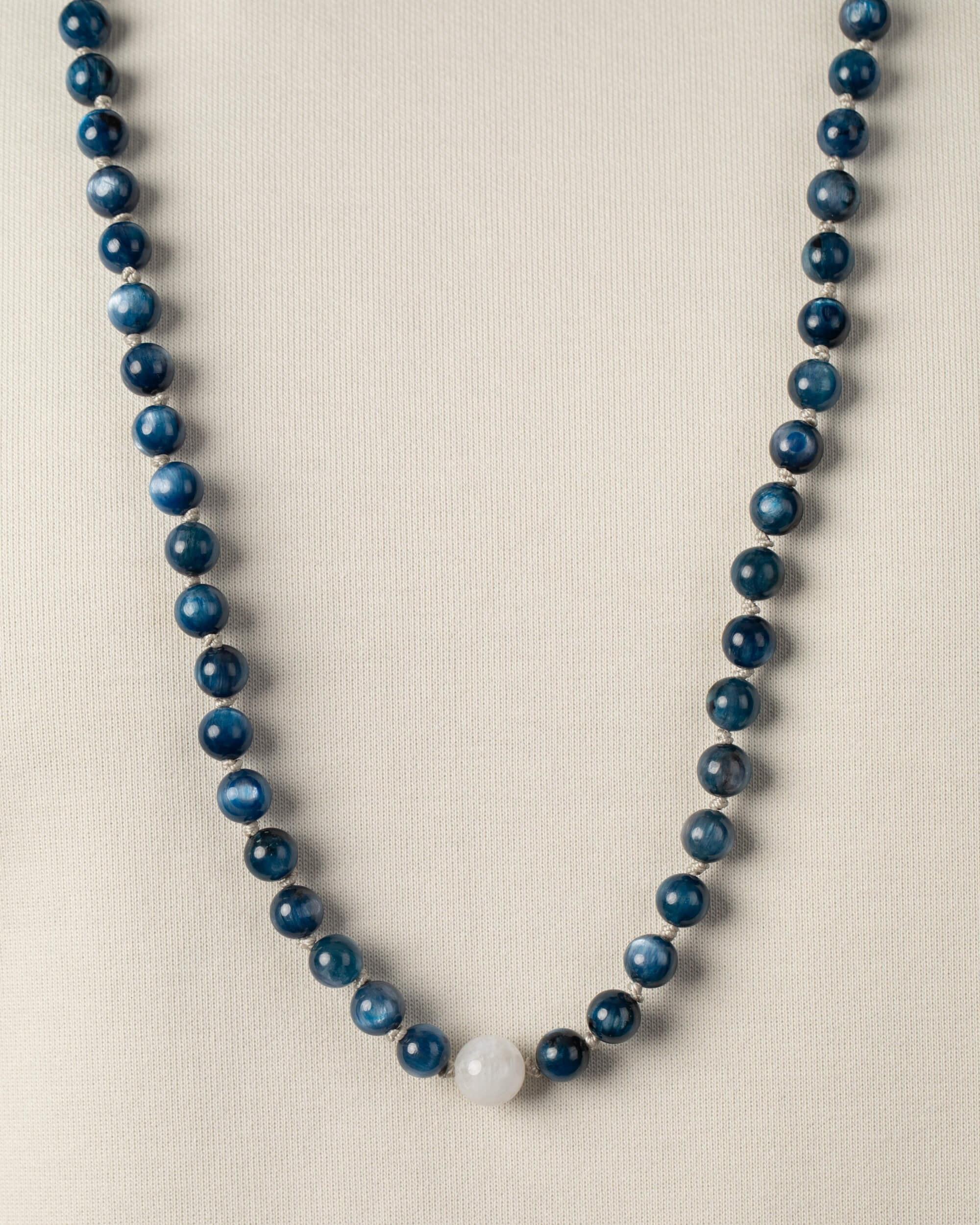 Codificador Doble Cianita y Piedra Luna 90 Cuentas - Comunicación Intuitiva (Agesta)