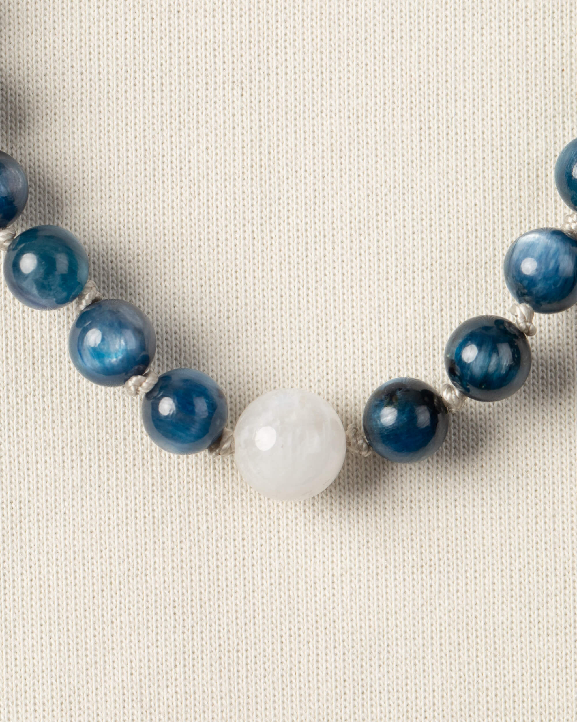 Codificador Doble Cianita y Piedra Luna 90 Cuentas - Comunicación Intuitiva (Agesta)