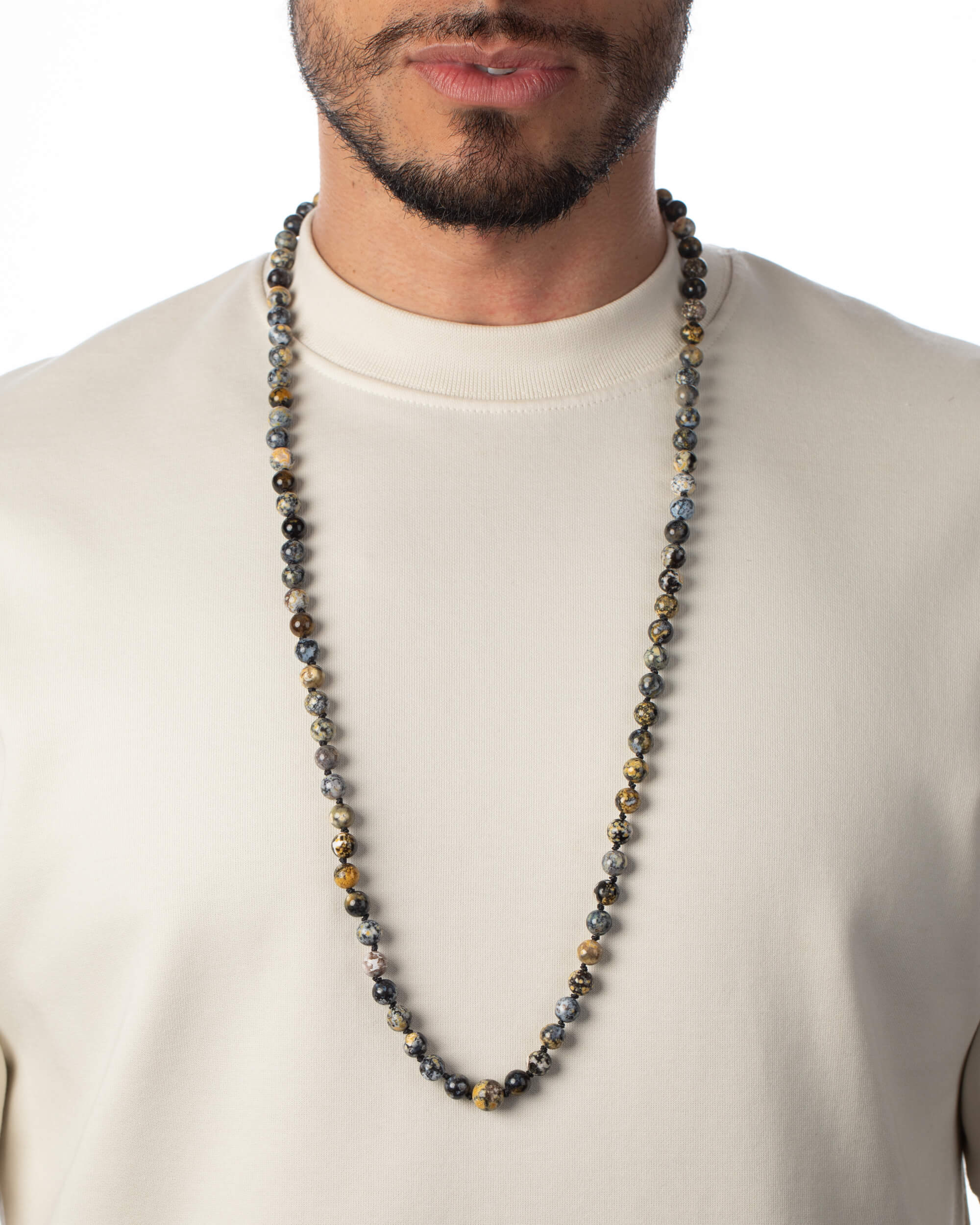 Codificador Doble Jaspe Oceánico Amarillo 90 Cuentas - Arraigo Luminoso (Agesta)