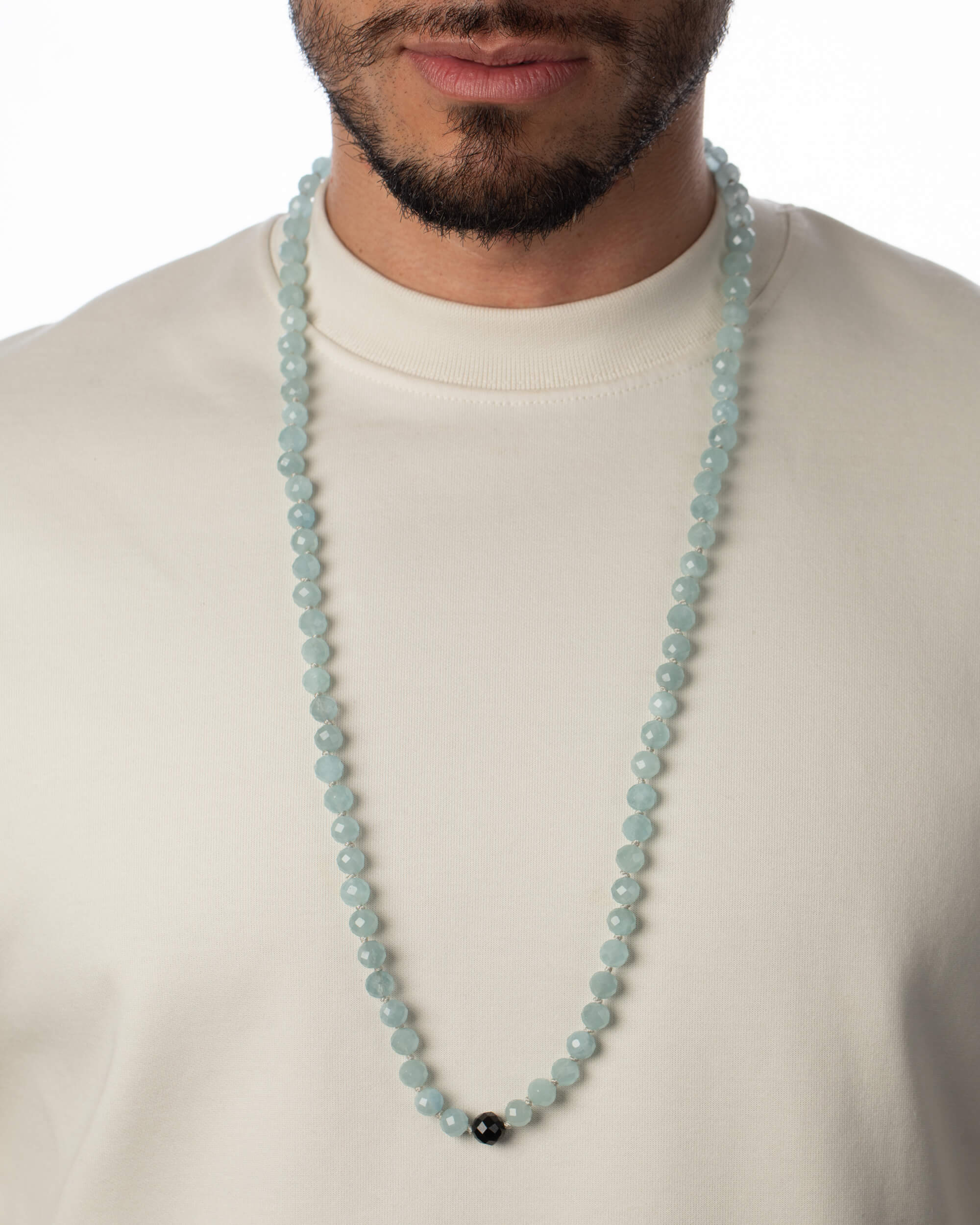 Codificador Doble de Aguamarina y Turmalina Negra (8 mm)