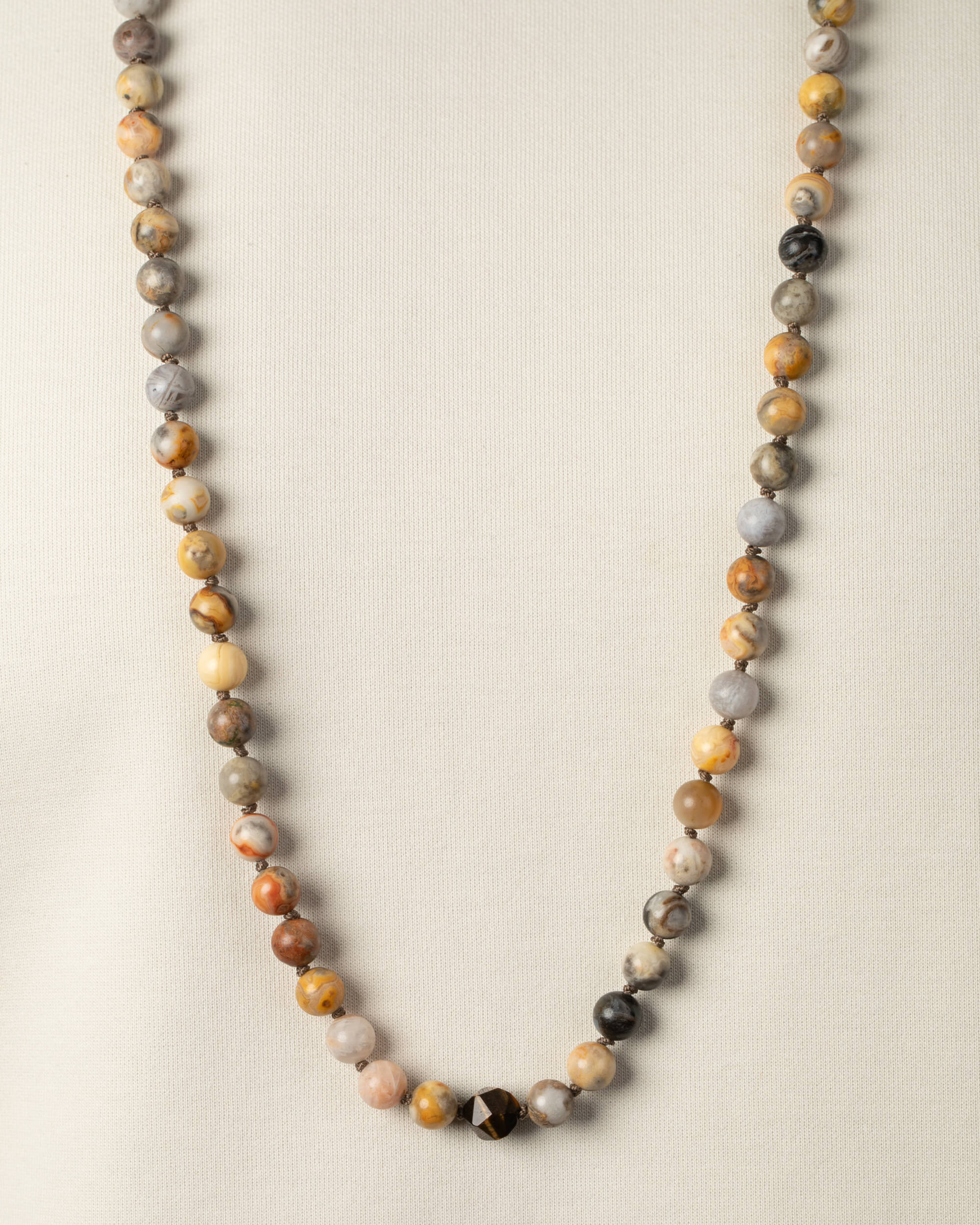 Codificador Doble Ágata Mexicana y Ojo de Tigre 90 Cuentas - Alegría y Protección (Agesta)