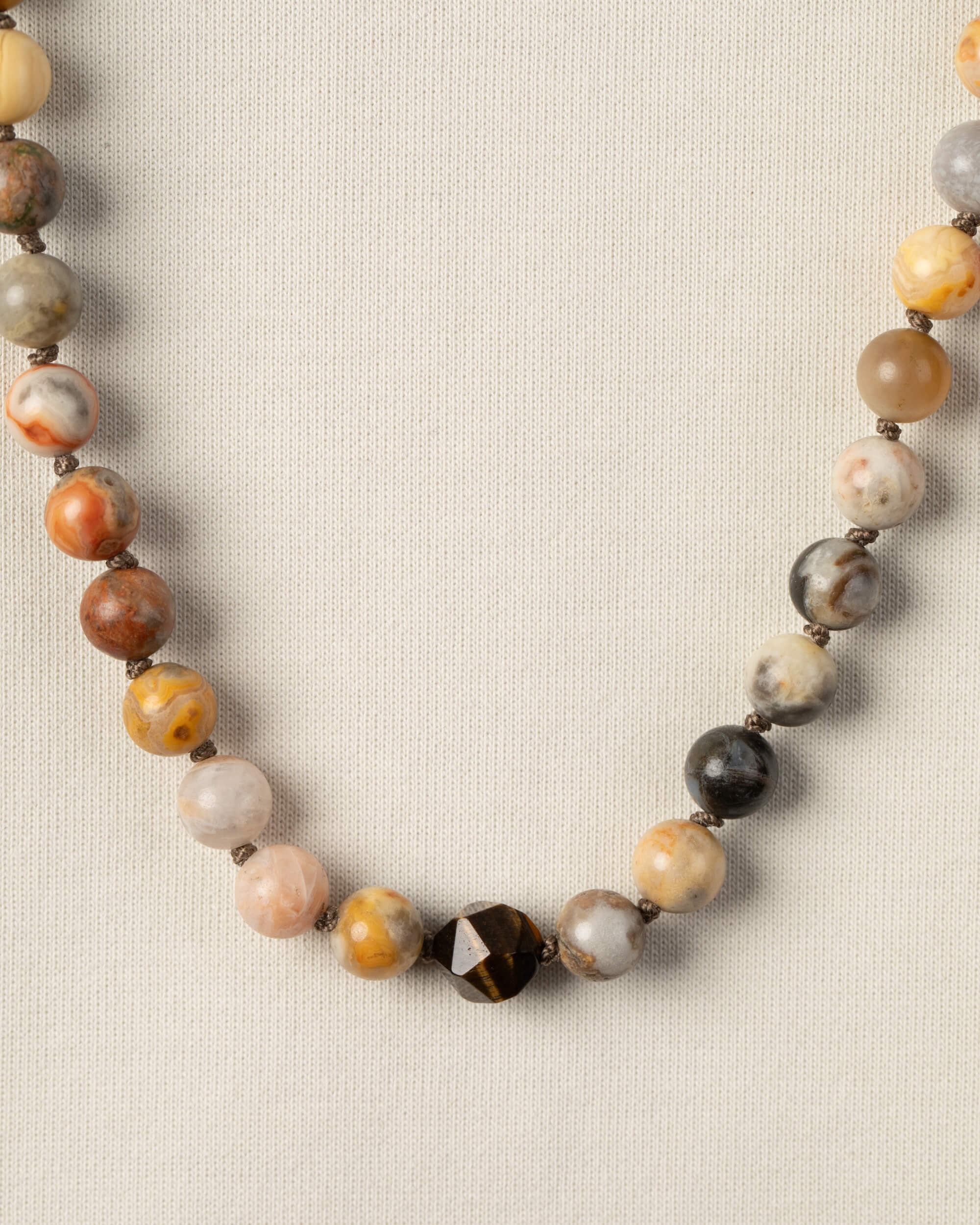 Codificador Doble Ágata Mexicana y Ojo de Tigre 90 Cuentas - Alegría y Protección (Agesta)