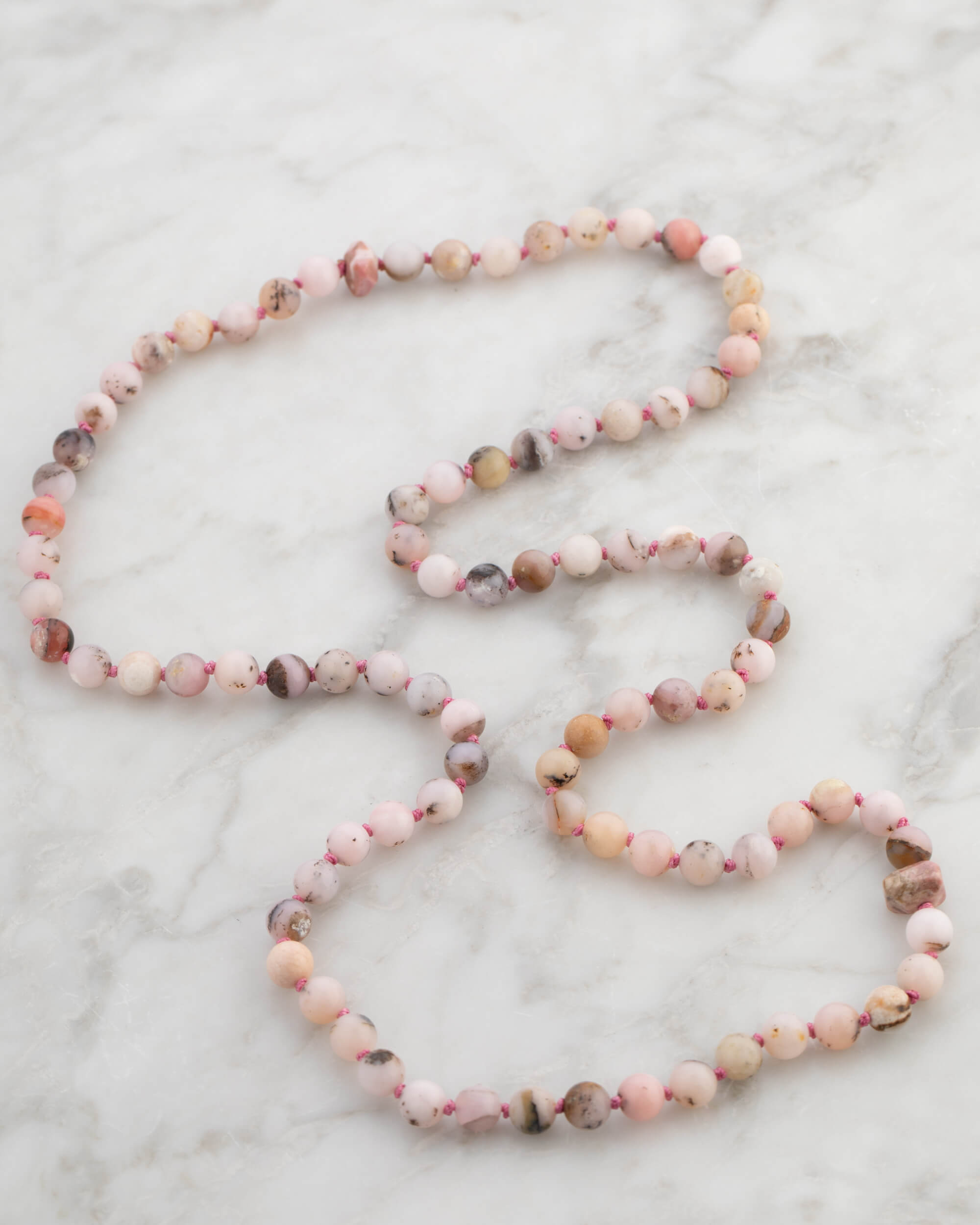 Codificador Doble de Ópalo Rosa y Rodonita (8 mm)