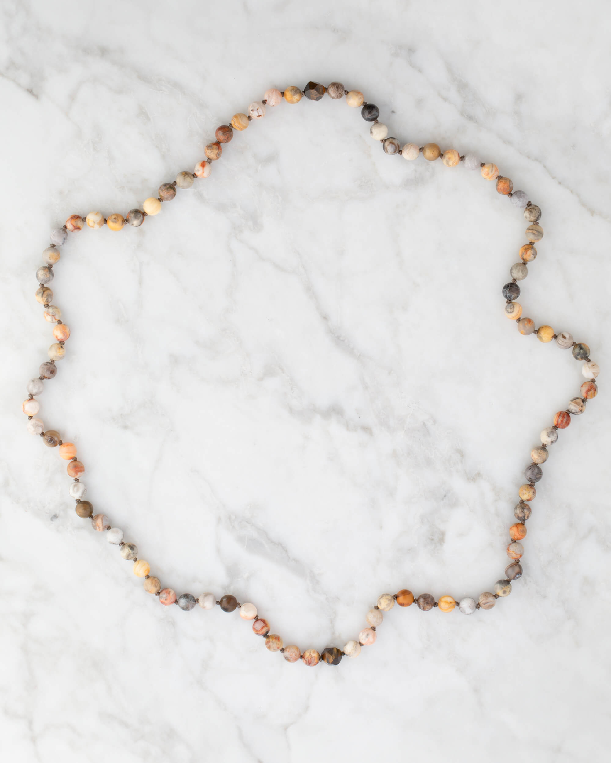 Codificador Doble Ágata Mexicana y Ojo de Tigre 90 Cuentas - Alegría y Protección (Agesta)