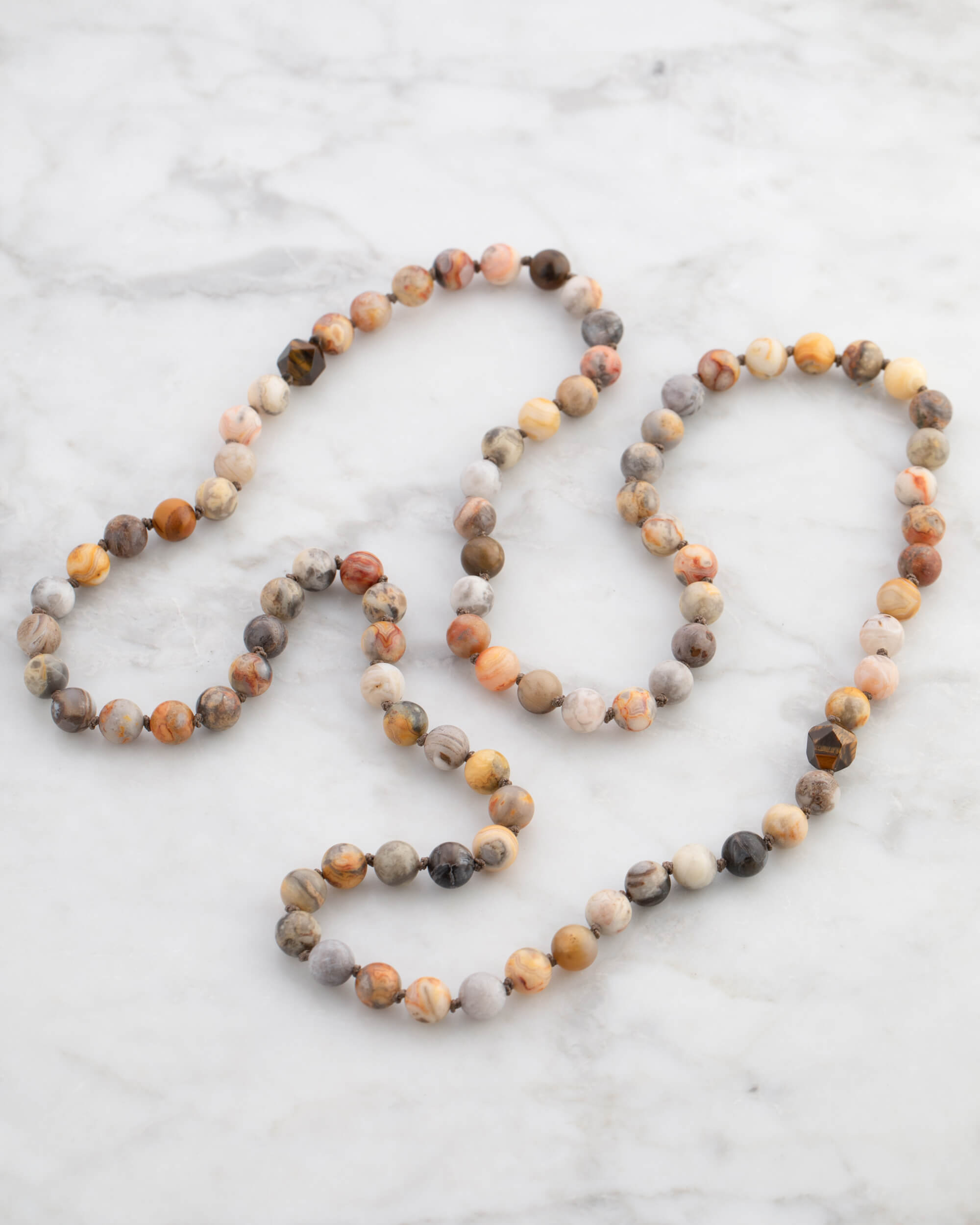 Codificador Doble de Ágata Crazy Lace (Mexicana) y Ojo de Tigre (8 mm)