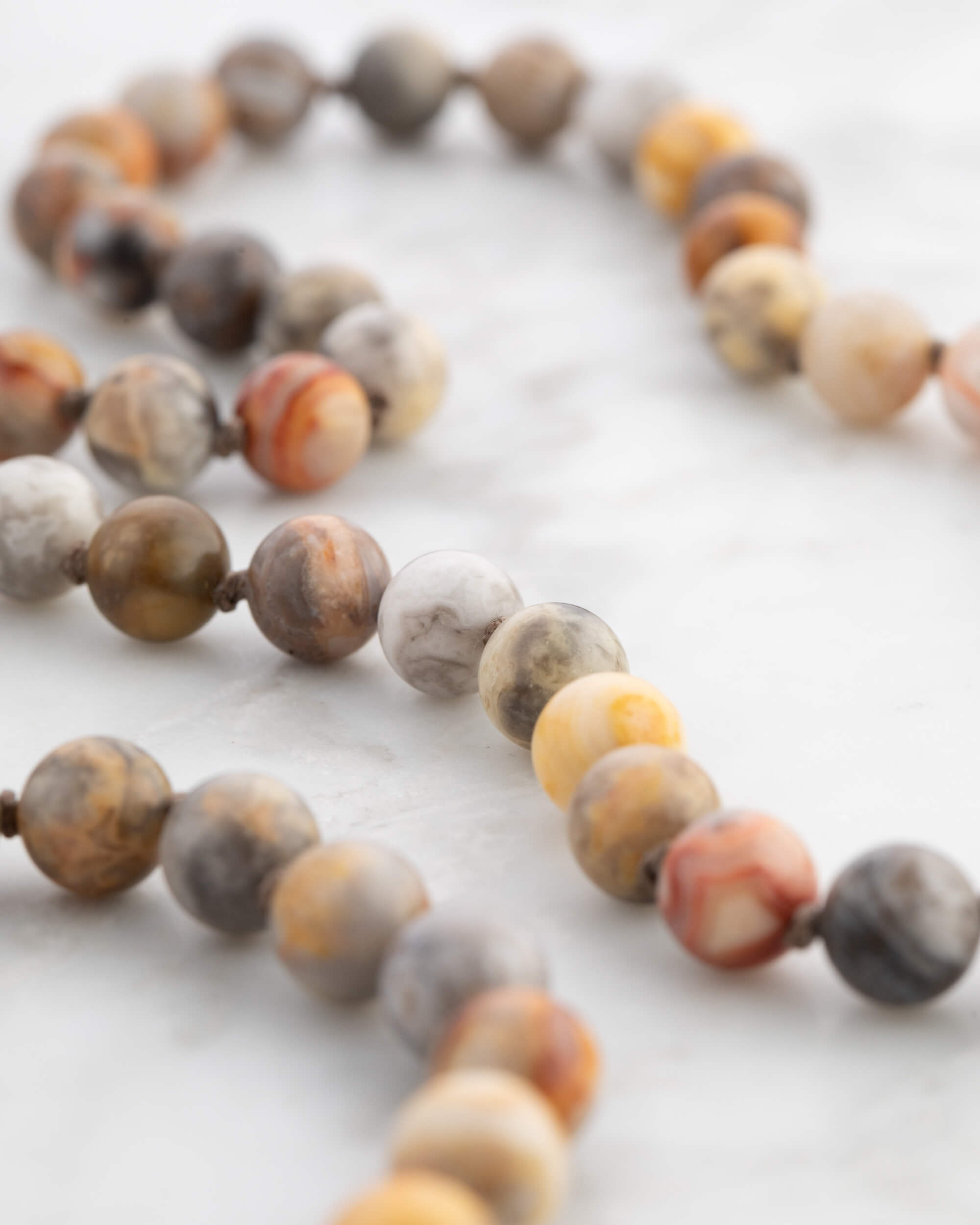 Codificador Doble Ágata Mexicana y Ojo de Tigre 90 Cuentas - Alegría y Protección (Agesta)