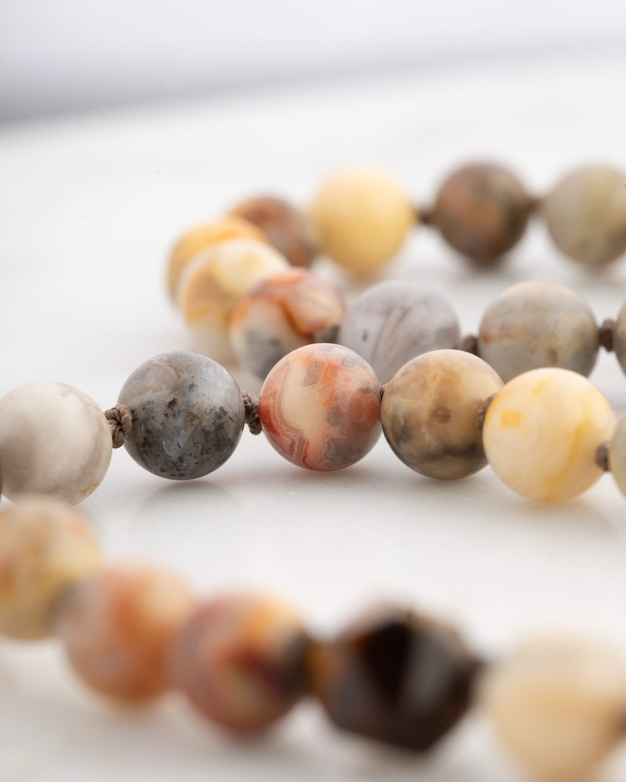 Codificador Doble Ágata Mexicana y Ojo de Tigre 90 Cuentas - Alegría y Protección (Agesta)