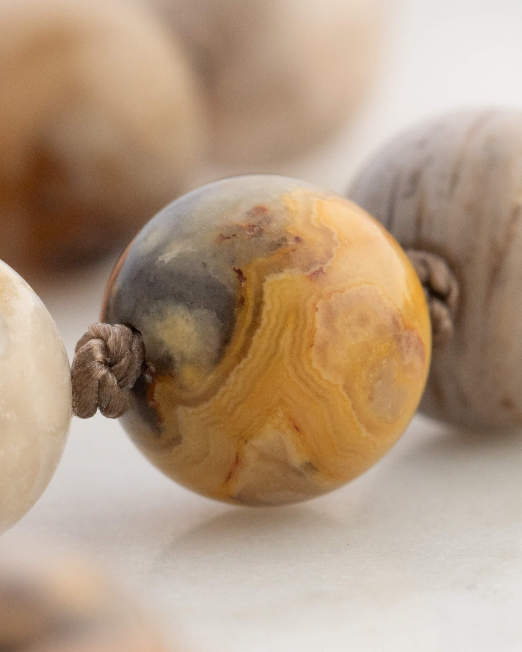 Codificador Doble Ágata Mexicana y Ojo de Tigre 90 Cuentas - Alegría y Protección (Agesta)