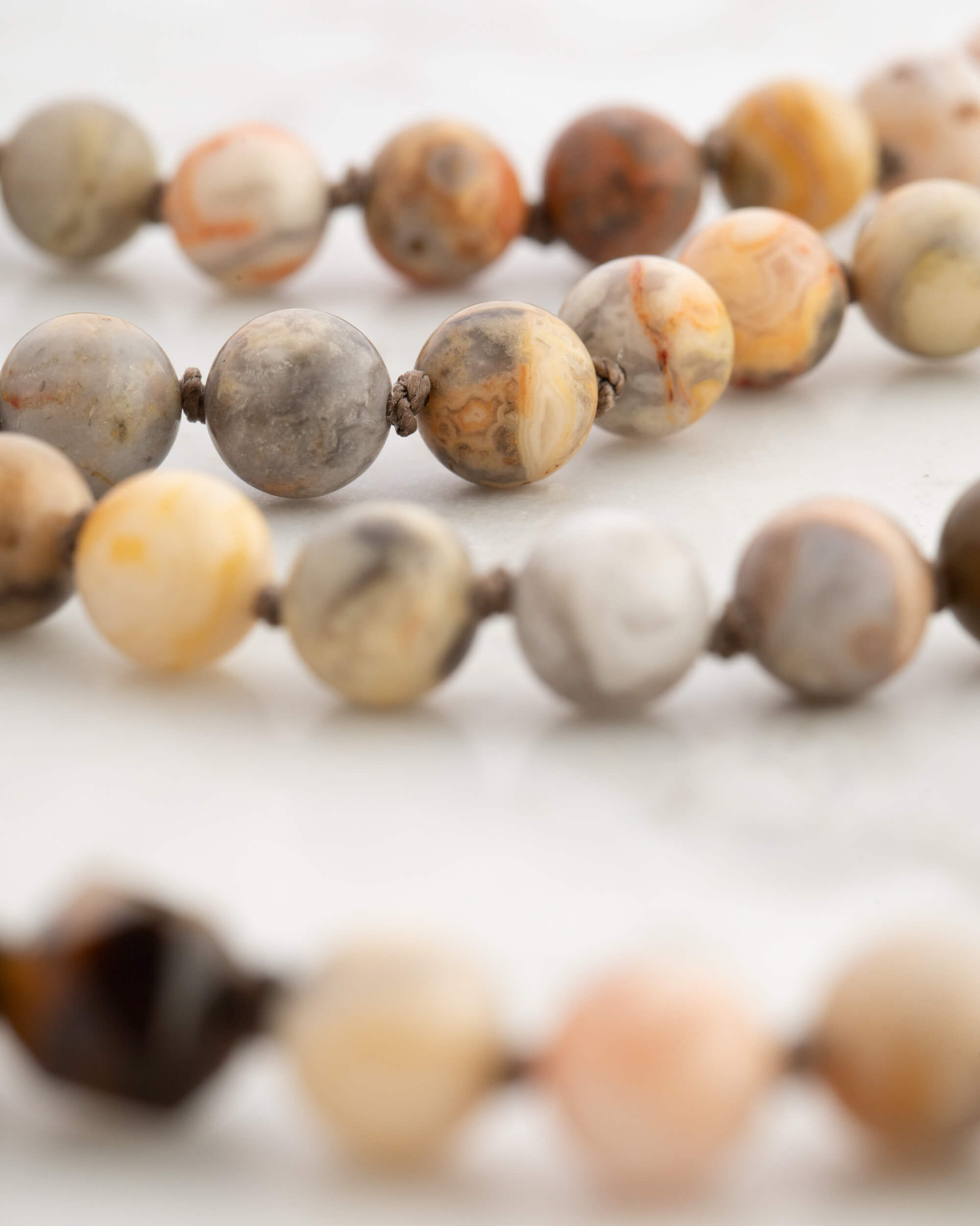 Codificador Doble Ágata Mexicana y Ojo de Tigre 90 Cuentas - Alegría y Protección (Agesta)