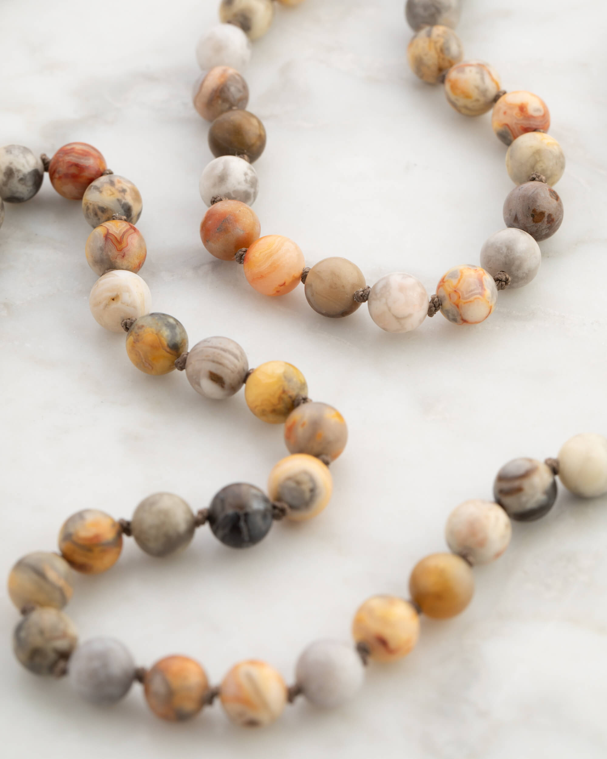 Codificador Doble Ágata Mexicana y Ojo de Tigre 90 Cuentas - Alegría y Protección (Agesta)