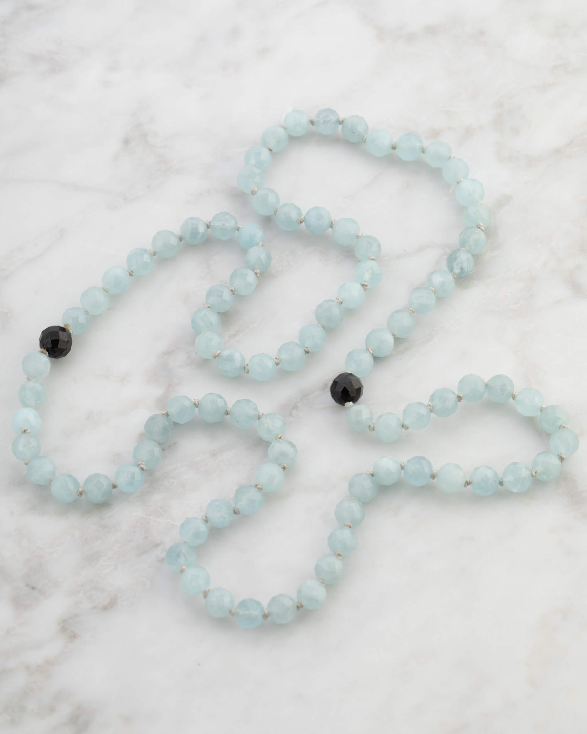 Codificador Doble de Aguamarina y Turmalina Negra (8 mm)