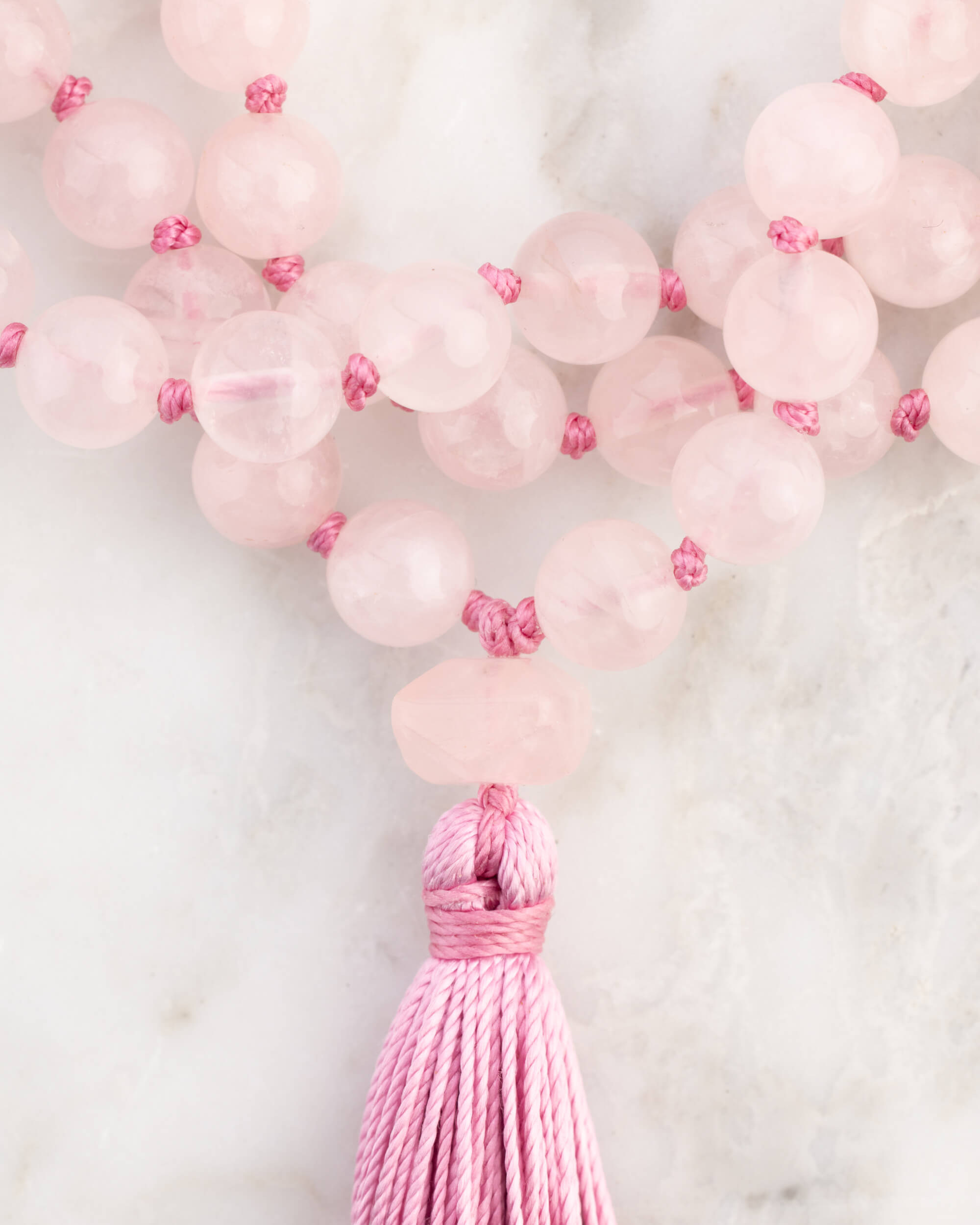 Japa Mala de Cuarzo Rosa (8 mm)