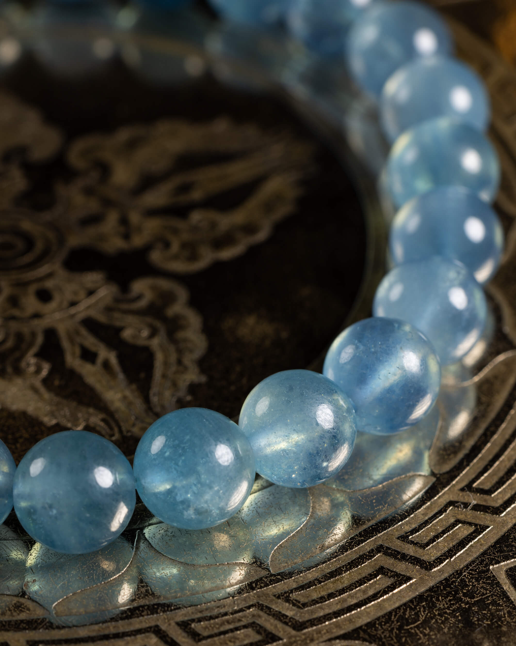 Pulsera de Aguamarina Santa María 7 mm - Voz Auténtica