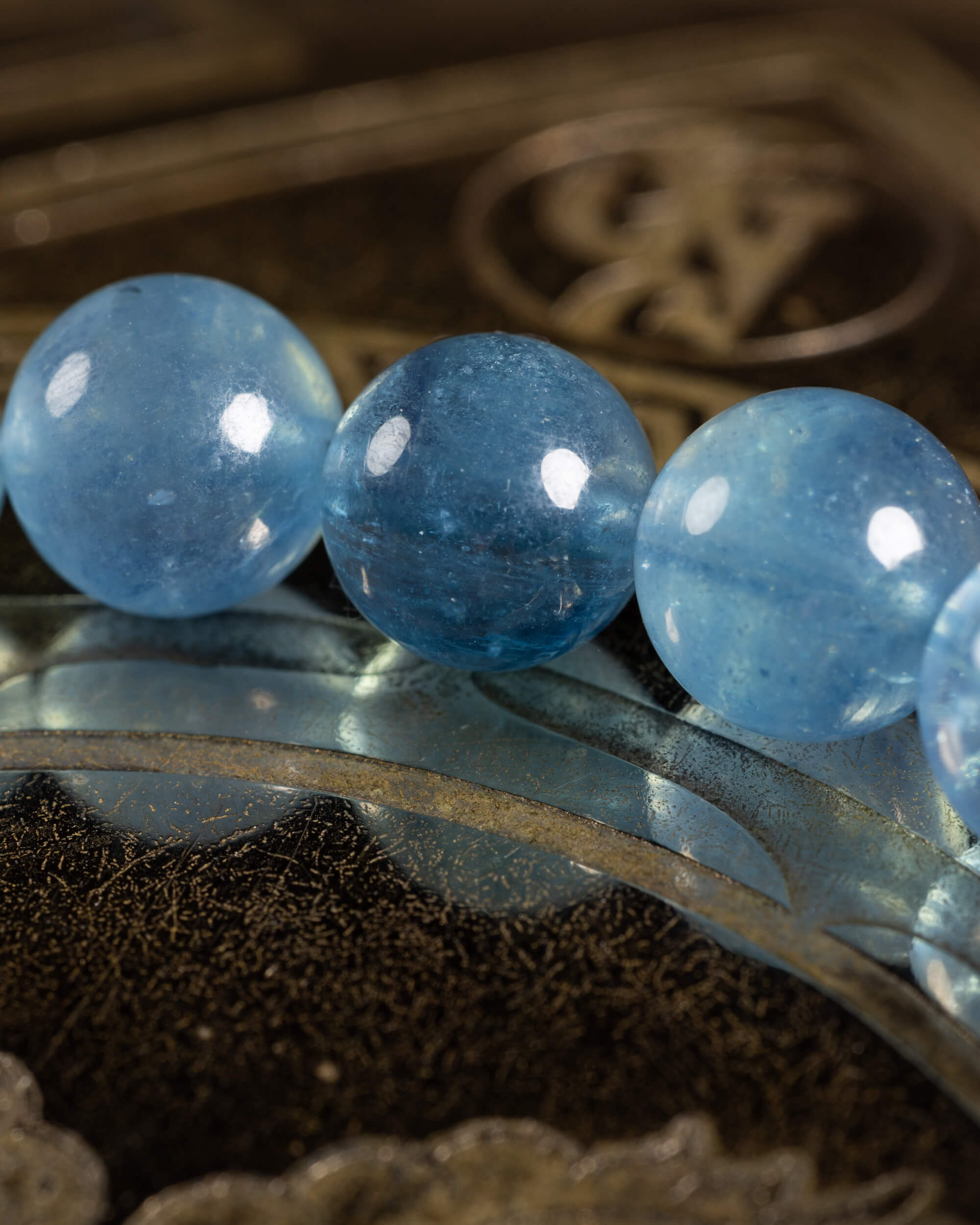 Pulsera de Aguamarina Santa María 7 mm - Voz Auténtica