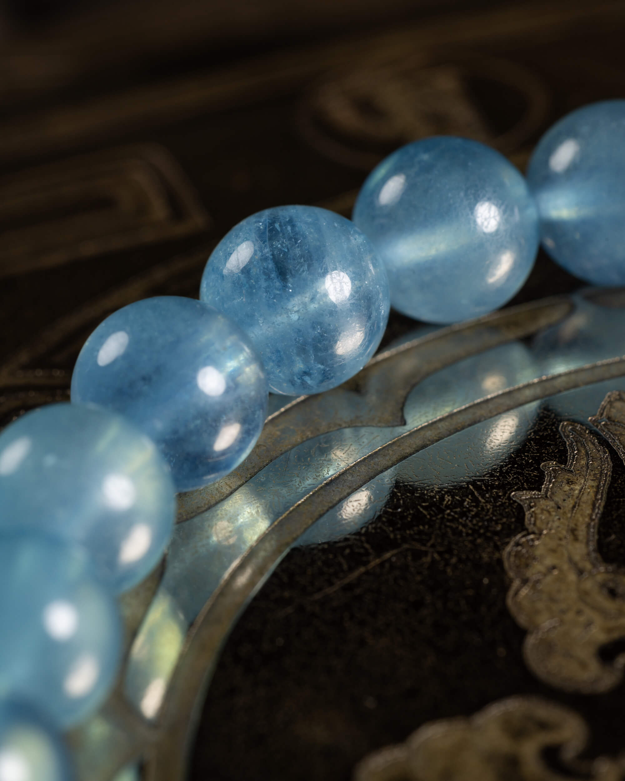 Pulsera de Aguamarina Santa María 7 mm - Voz Auténtica