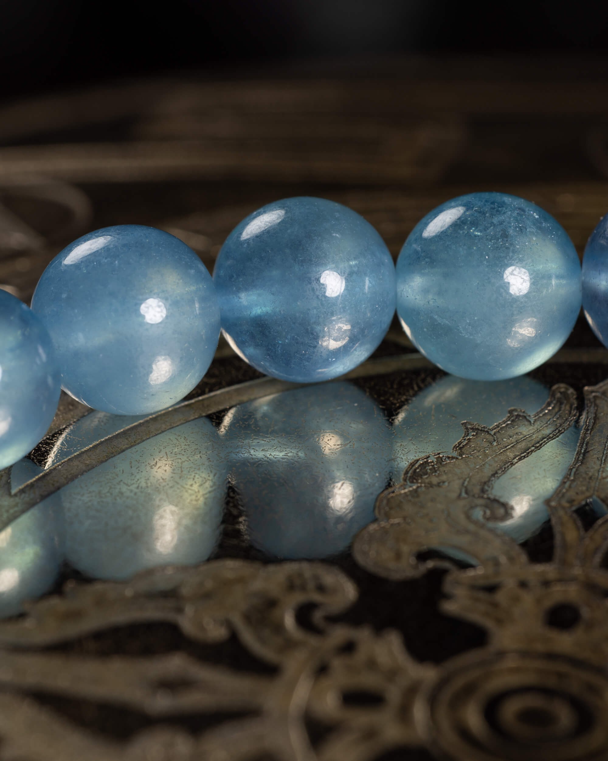 Pulsera de Aguamarina Santa María 7 mm - Voz Auténtica