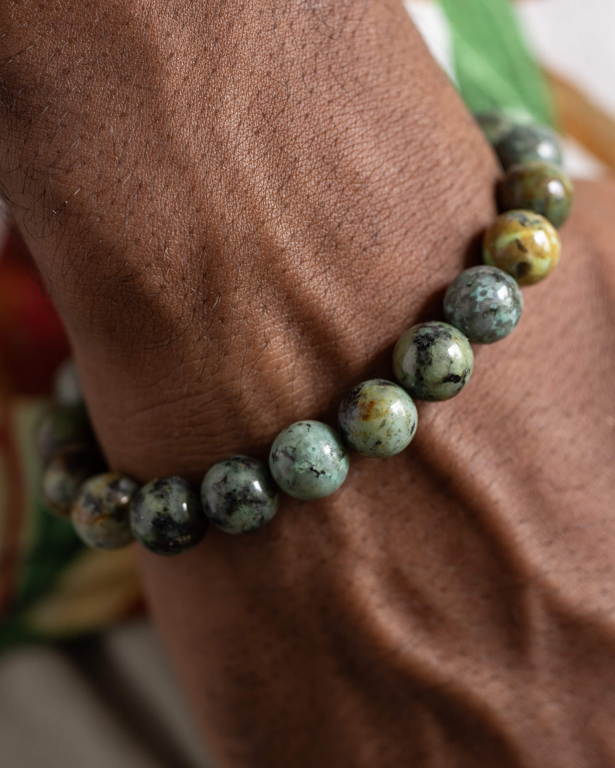 Pulsera de Turquesa Africana 10 mm - Expresión Plena y Serenidad