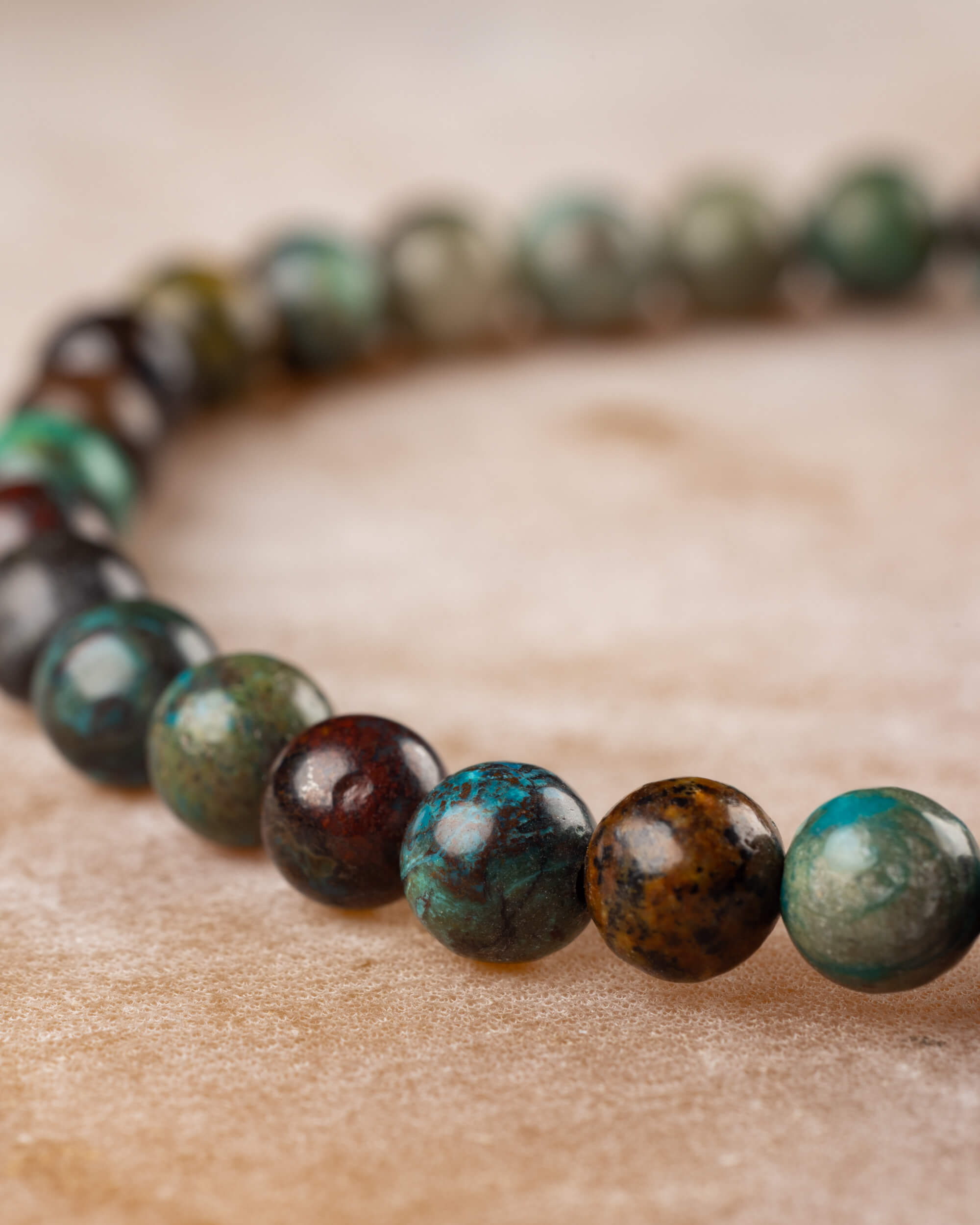 Pulsera de Crisocola 6 mm - Emoción Honesta y Fluidez