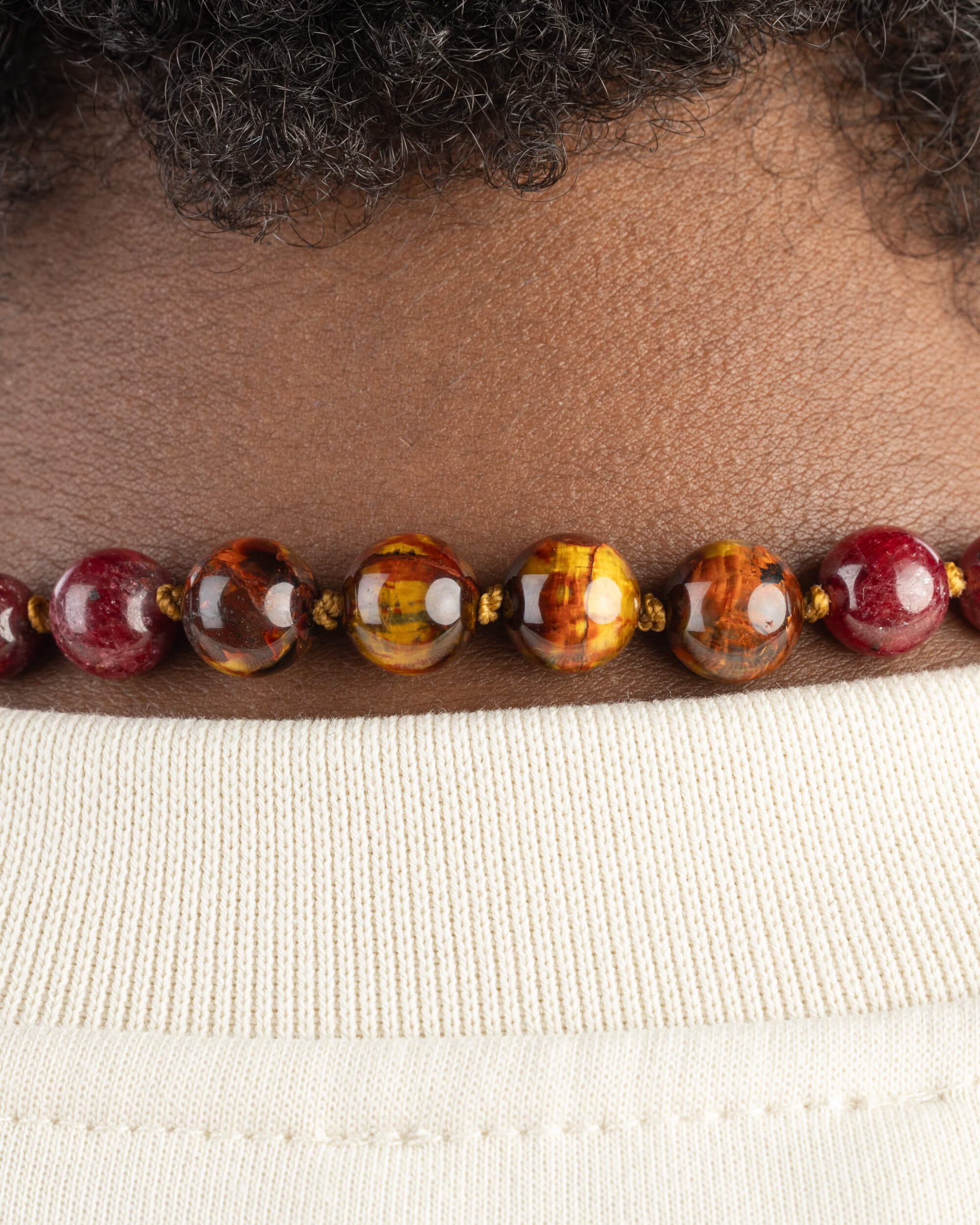 Japa Mala "Centro Encendido" 108 Cuentas - Fuego Encarnado y Visión