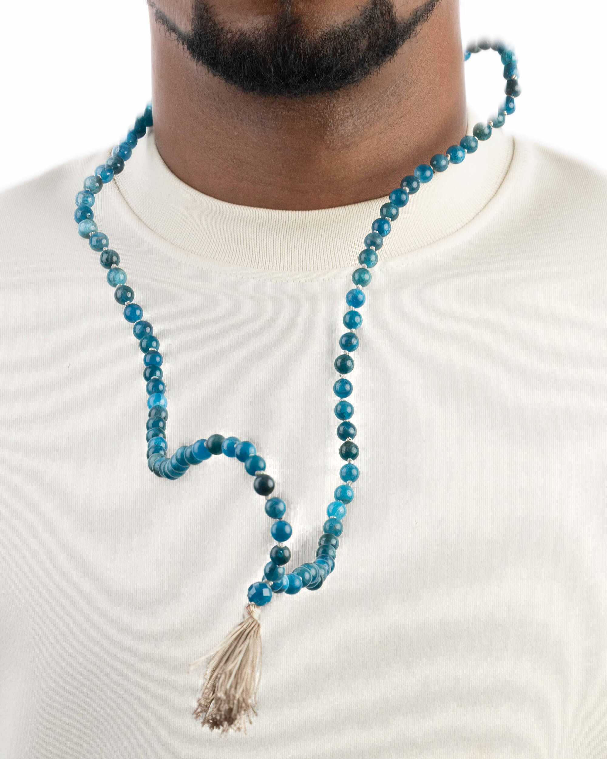 Japa Mala de Apatita Azul (8 mm)