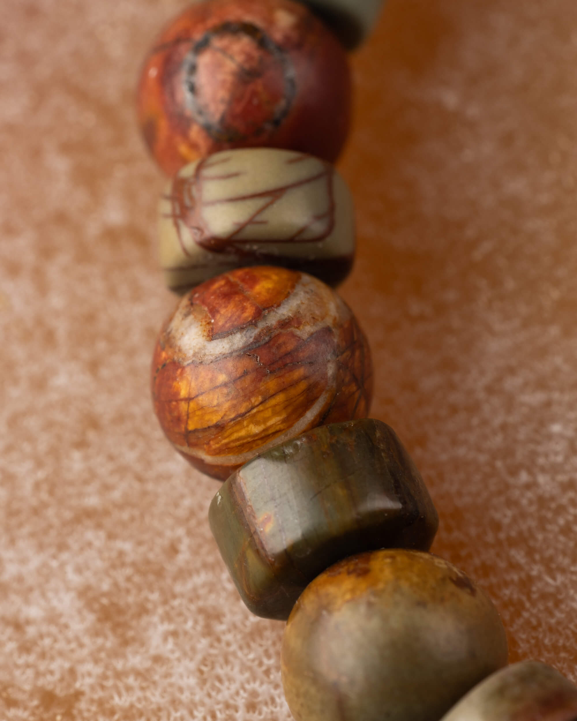 Pulsera de Jaspe Picasso 6 mm Redonda y Disco - Orden Creativo