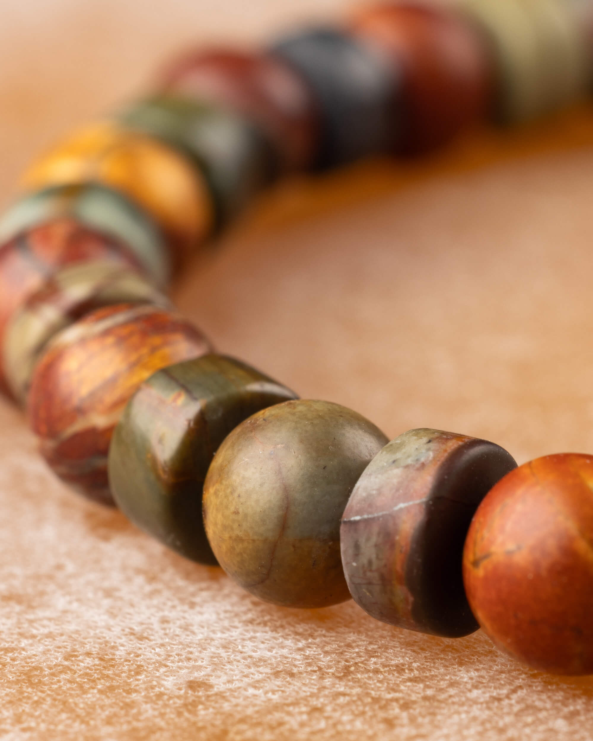 Pulsera de Jaspe Picasso 6 mm Redonda y Disco - Orden Creativo