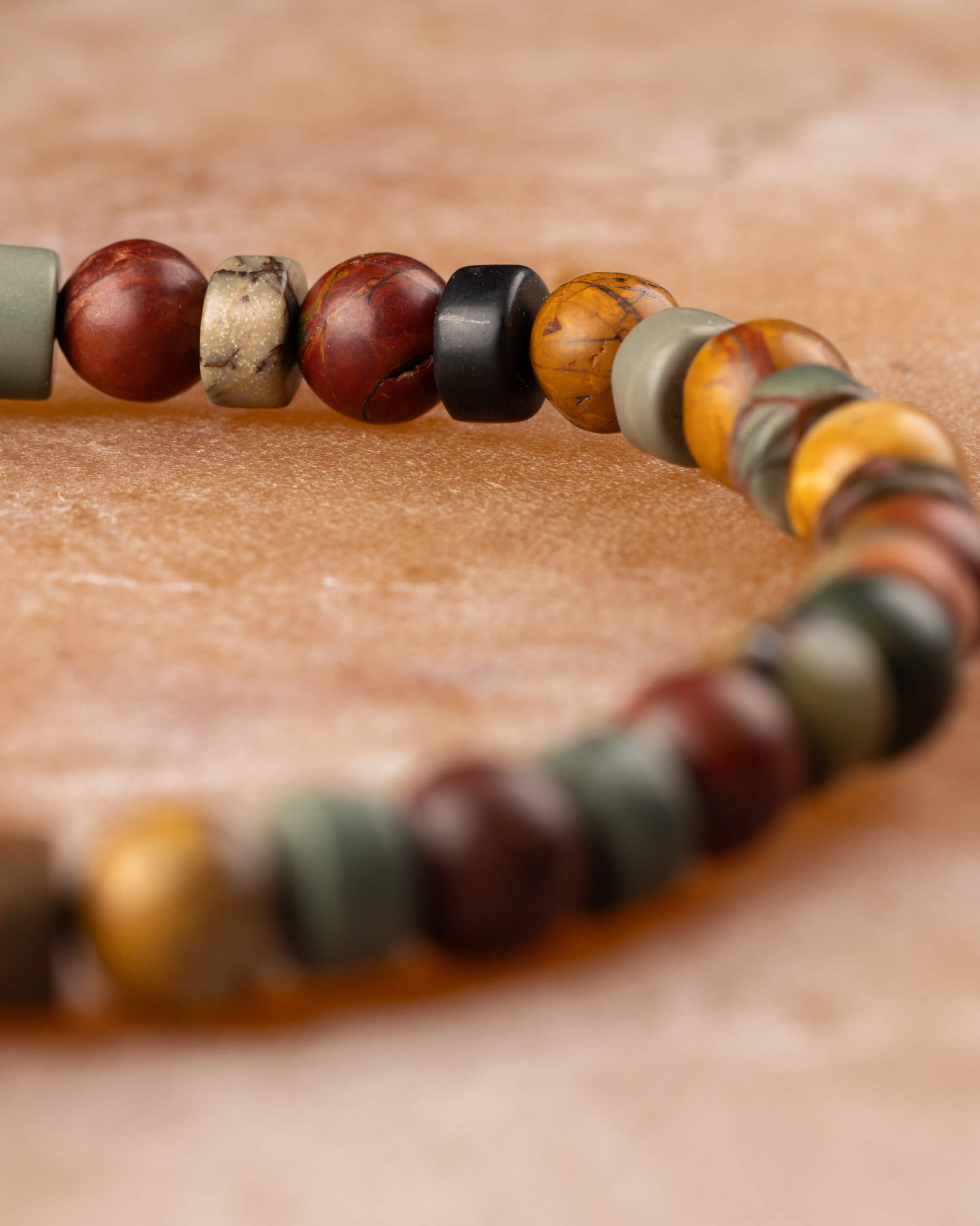 Pulsera de Jaspe Picasso 6 mm Redonda y Disco - Orden Creativo