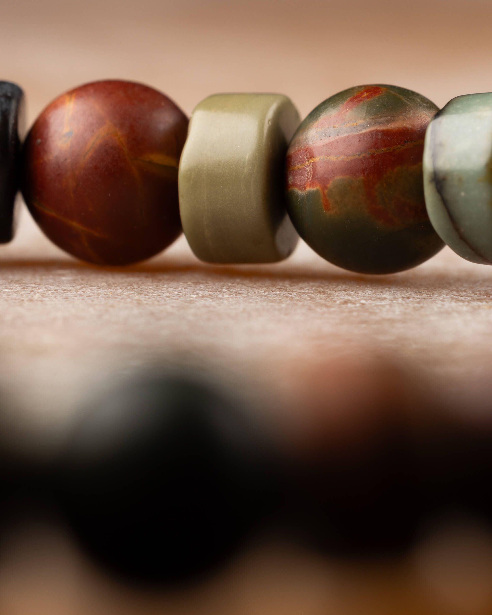 Pulsera de Jaspe Picasso 6 mm Redonda y Disco - Orden Creativo