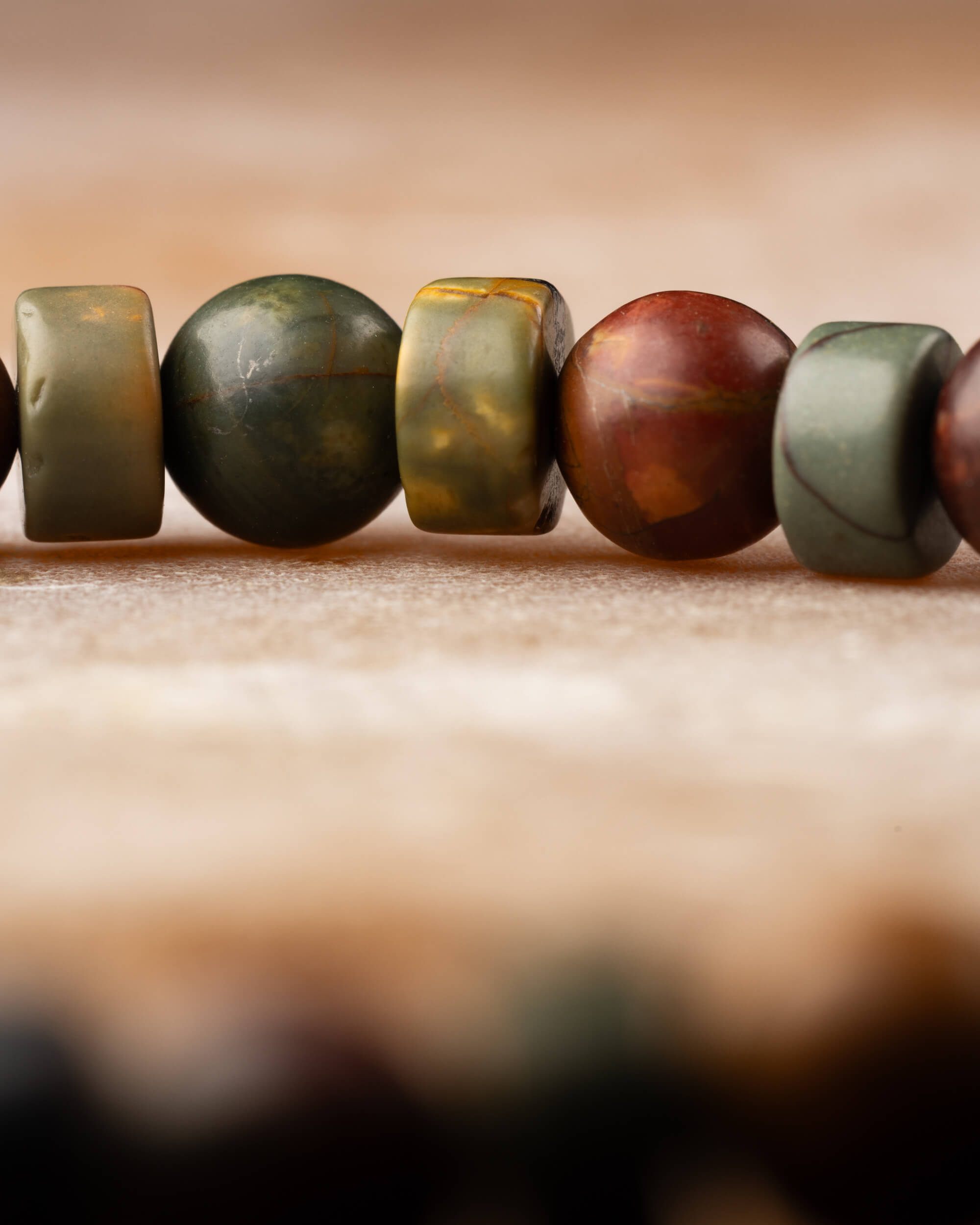 Pulsera de Jaspe Picasso 6 mm Redonda y Disco - Orden Creativo