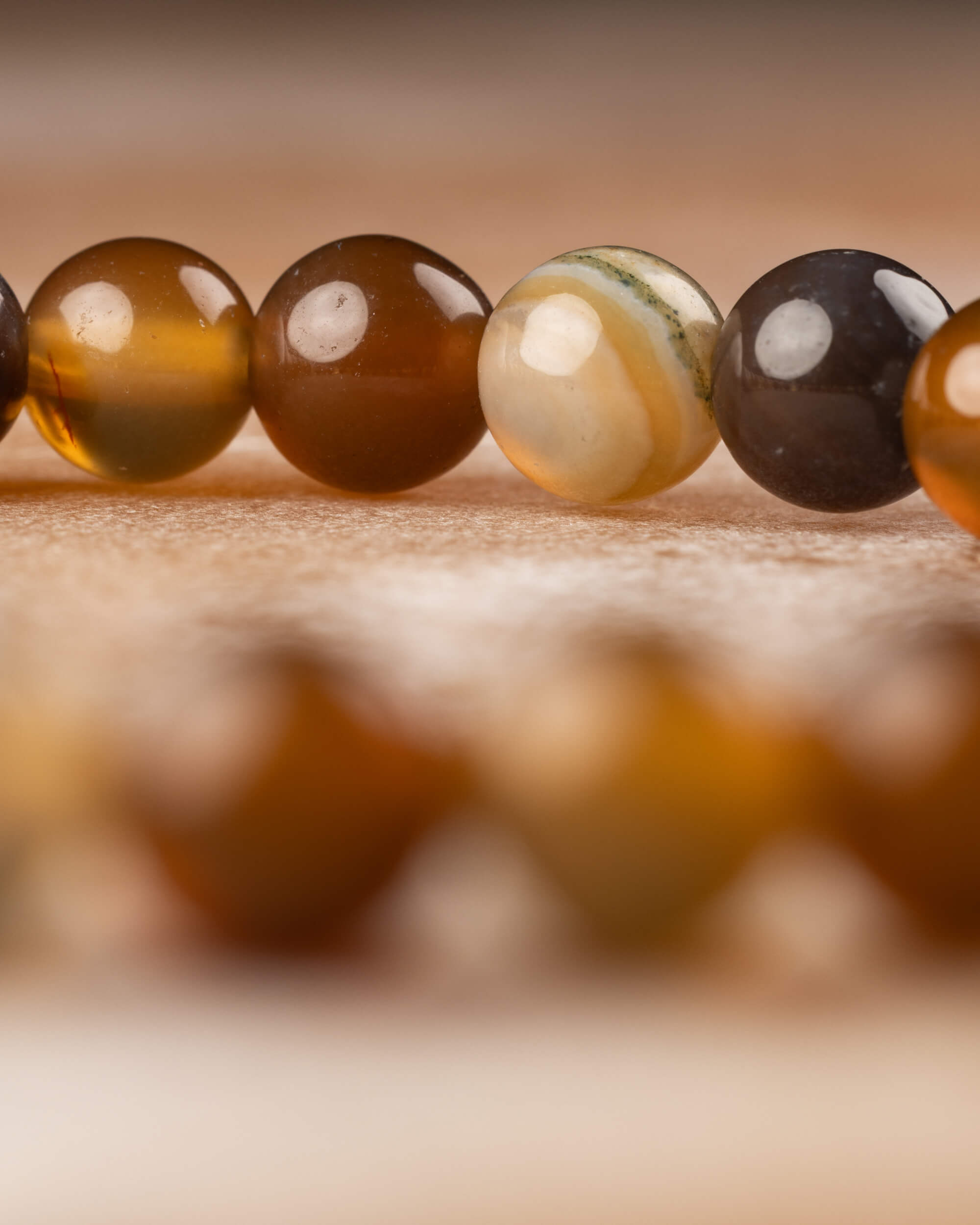 Pulsera de Ágata Café 6 mm - Estabilidad y Arraigo Sutil