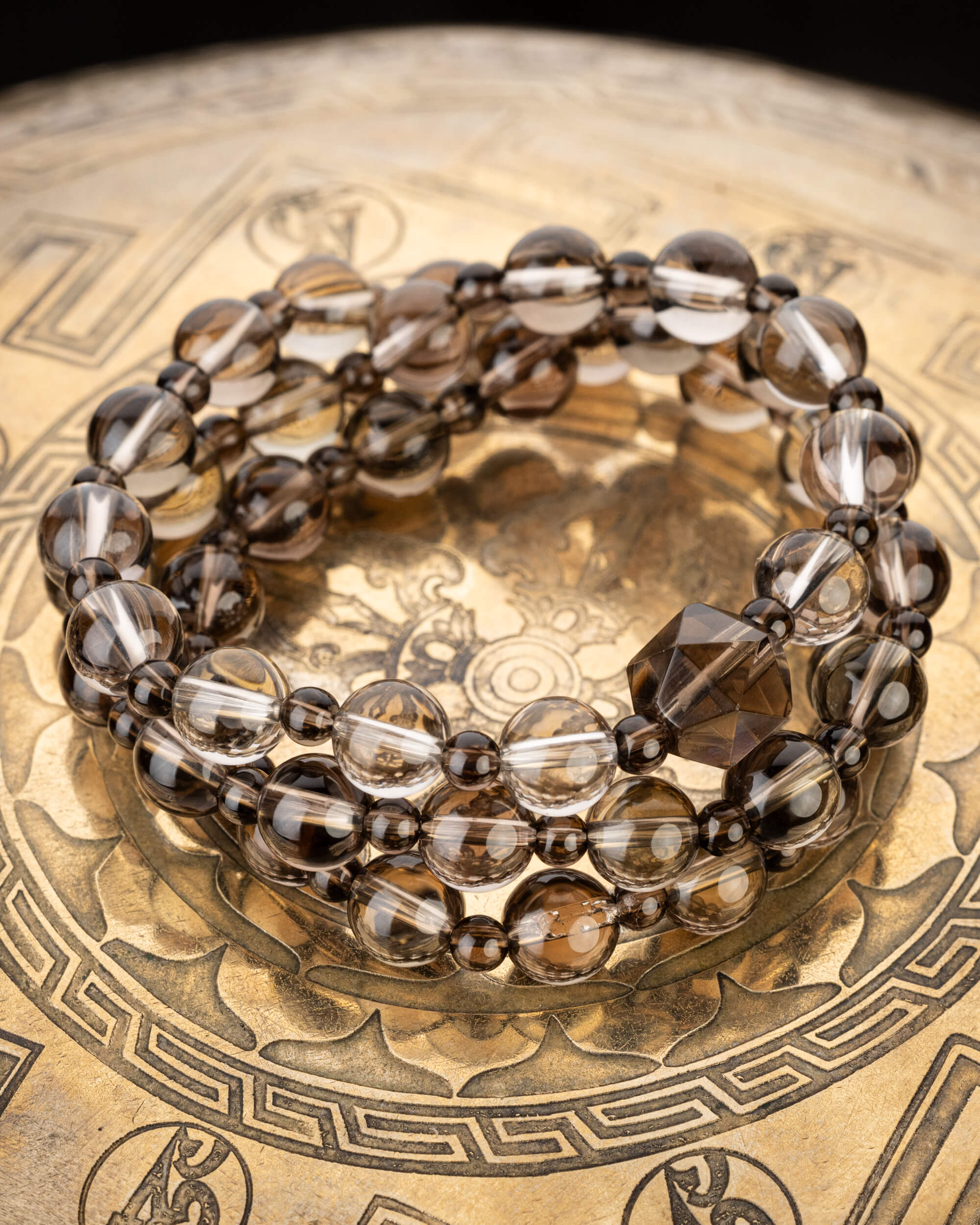 Codificador Collar Cuarzo Ahumado "Ancla de Tierra" 48 cm - Estabilidad (Agesta)